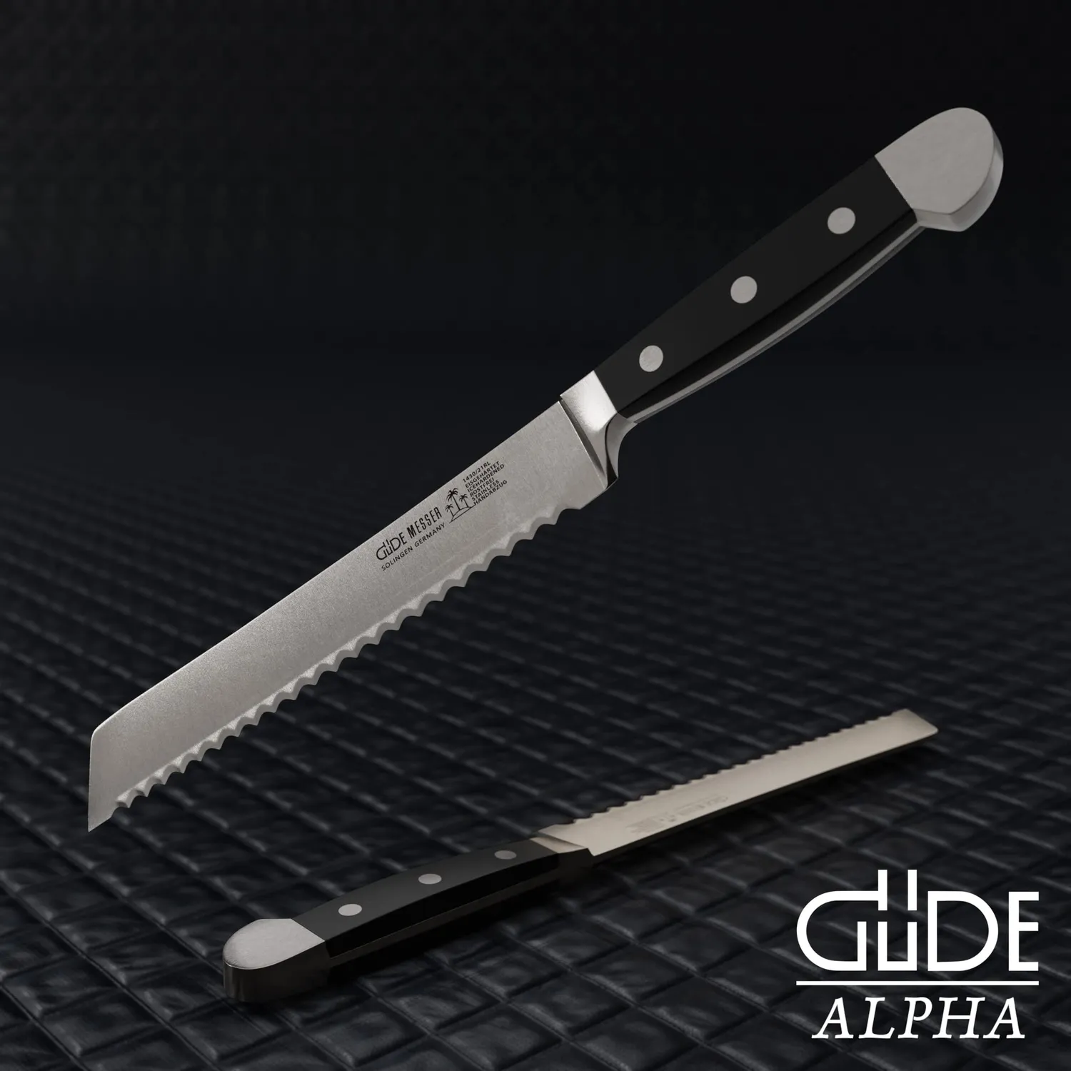 Güde Alpha coltello pane 21 cm nero seghettato