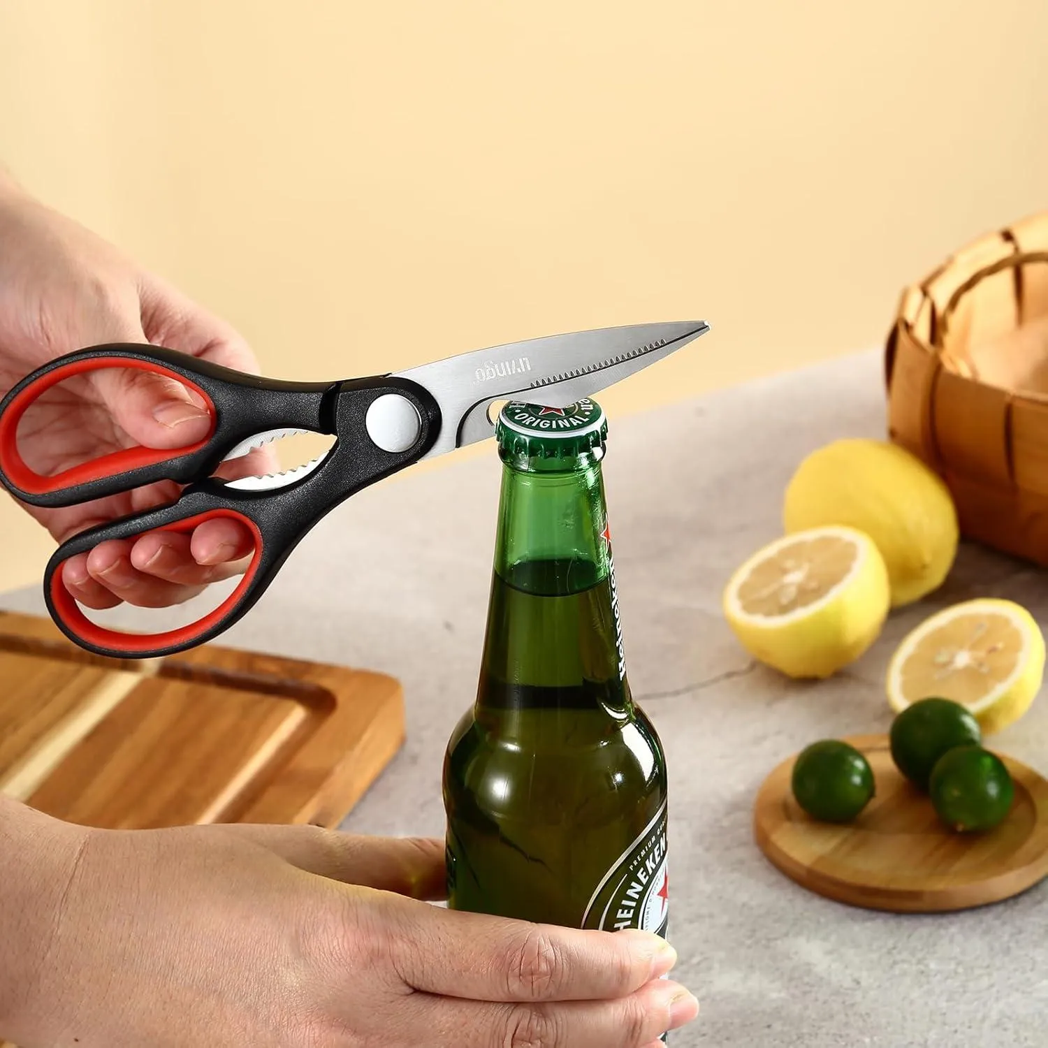 LIVINGO Forbici Cucina Multiuso Inox 2 Pezzi Apribottiglie