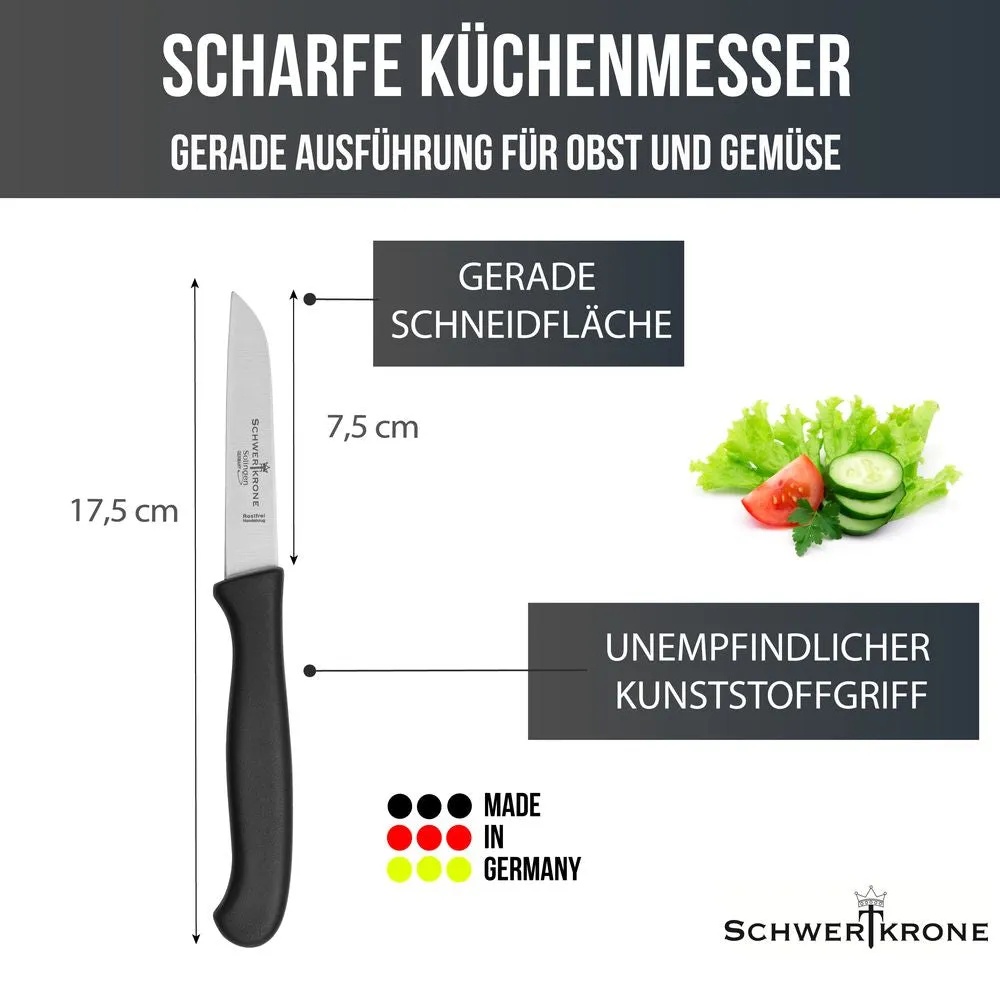 Schwertkrone spelucchino 3" verdure lama dritta inox manico nero