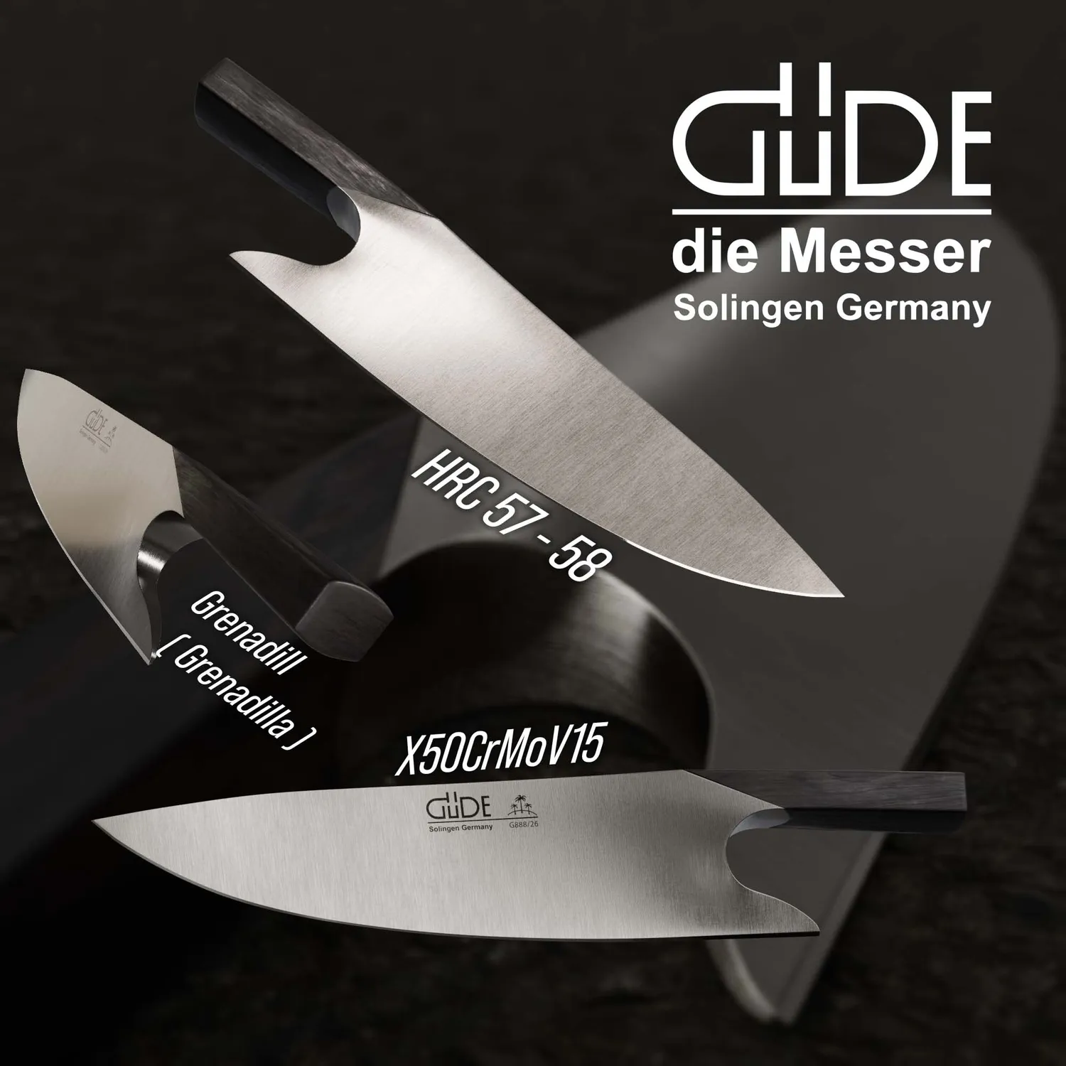 Güde The Knife coltello chef 26 cm granadilla