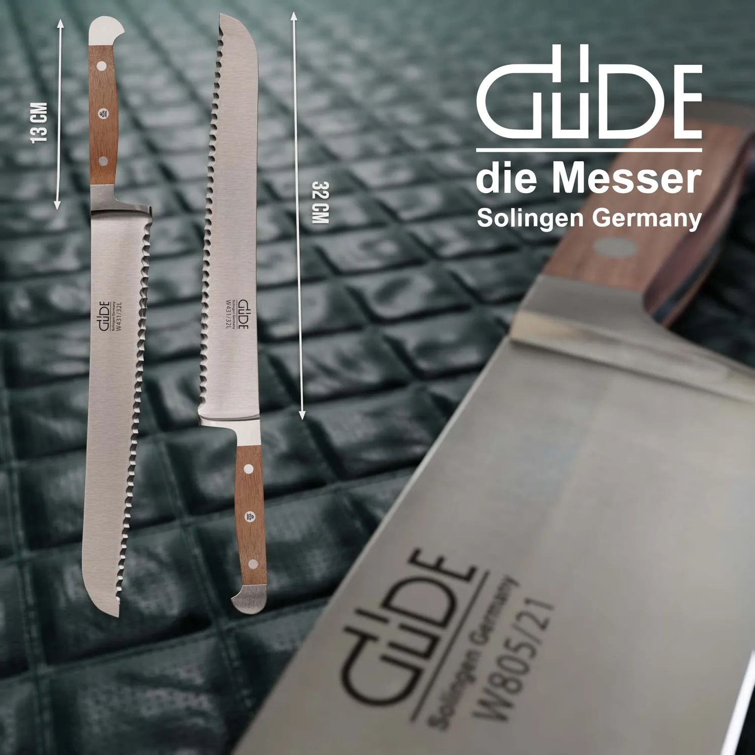 Güde Alpha Walnut coltello pane 32 cm mancino noce