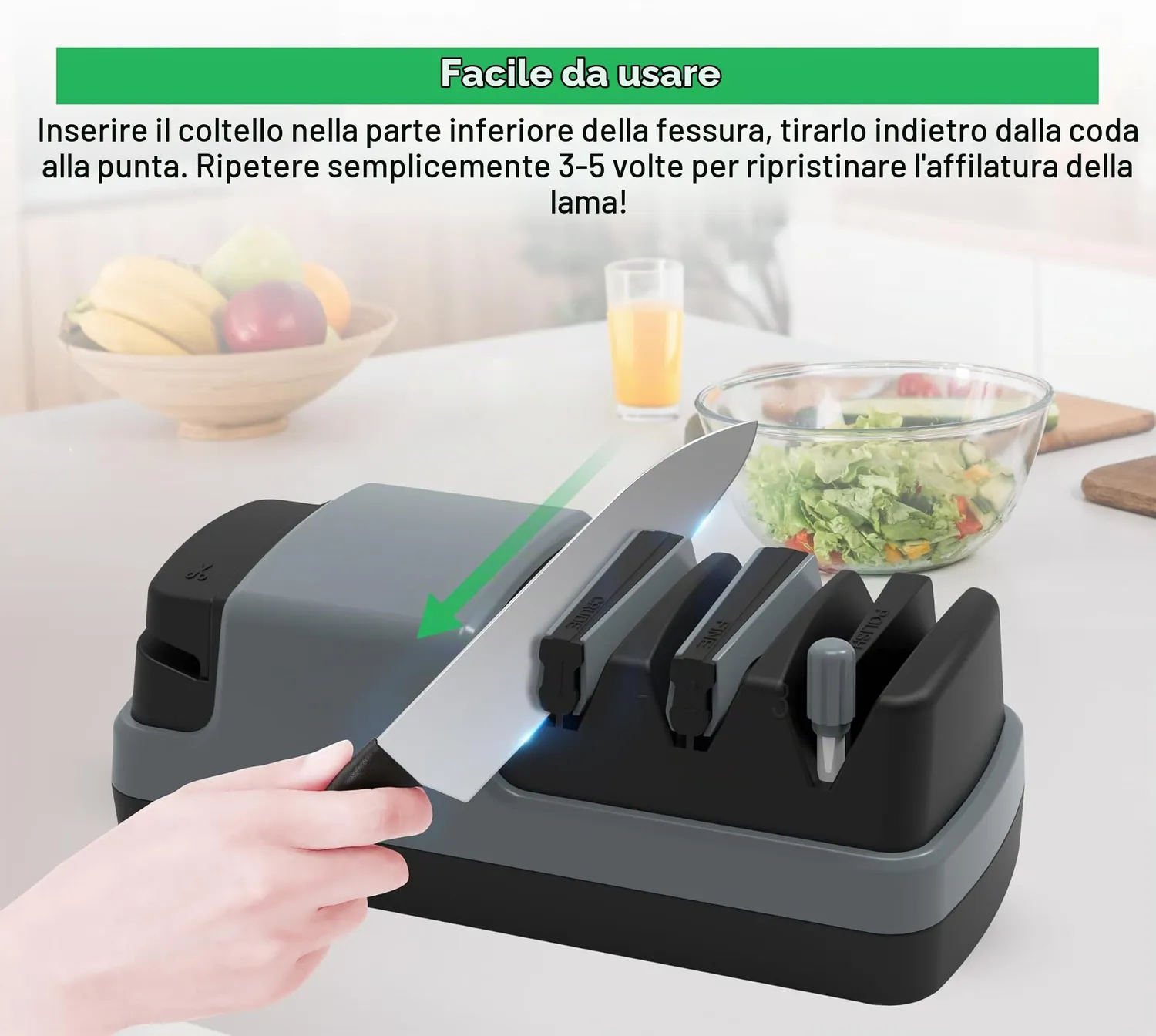 Yoorleay Affilacoltelli elettrico 4 in 1 lame forbici ceramica