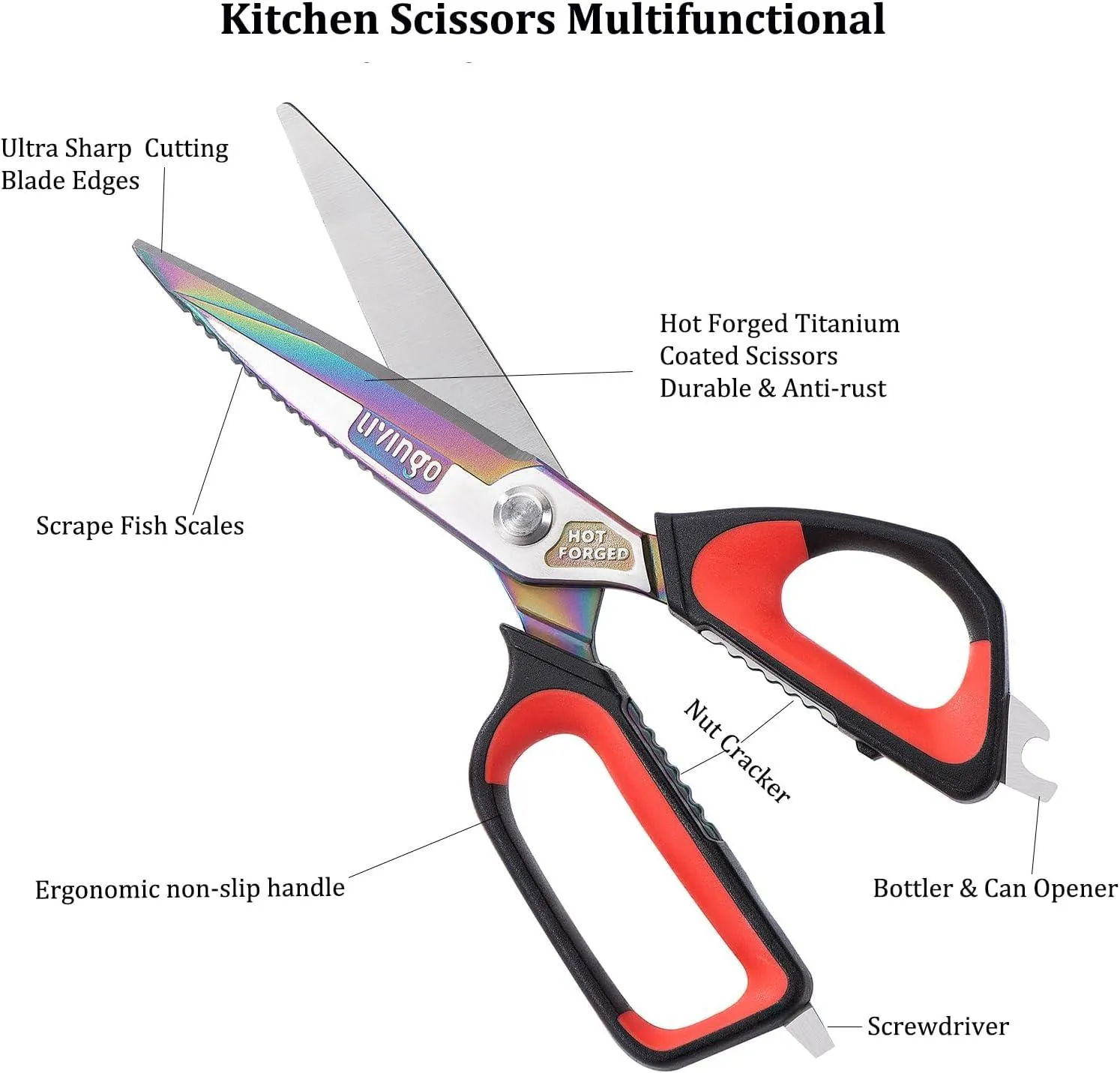 LIVINGO Forbici Cucina 9,5 Pollici Titanio Multiuso