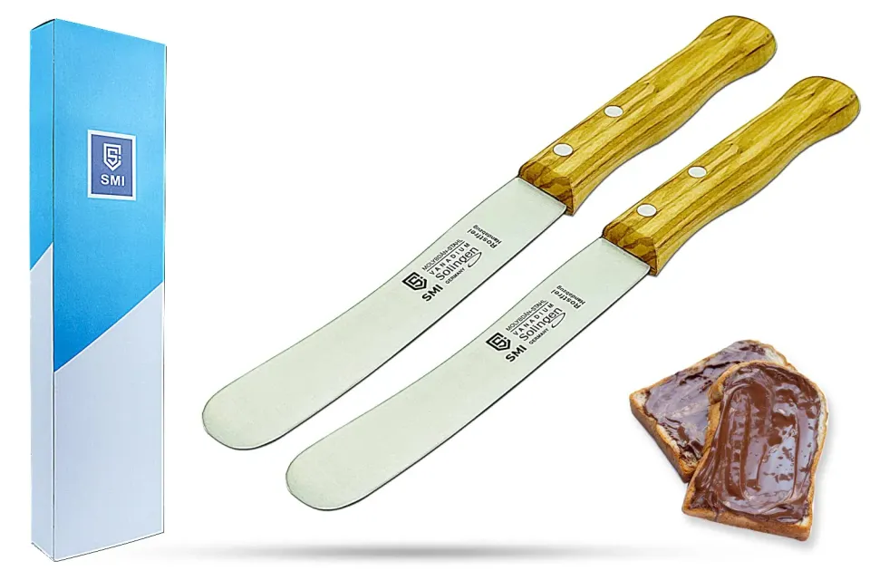 SMI Solingen set 2 coltelli burro manico ulivo 11,3 cm