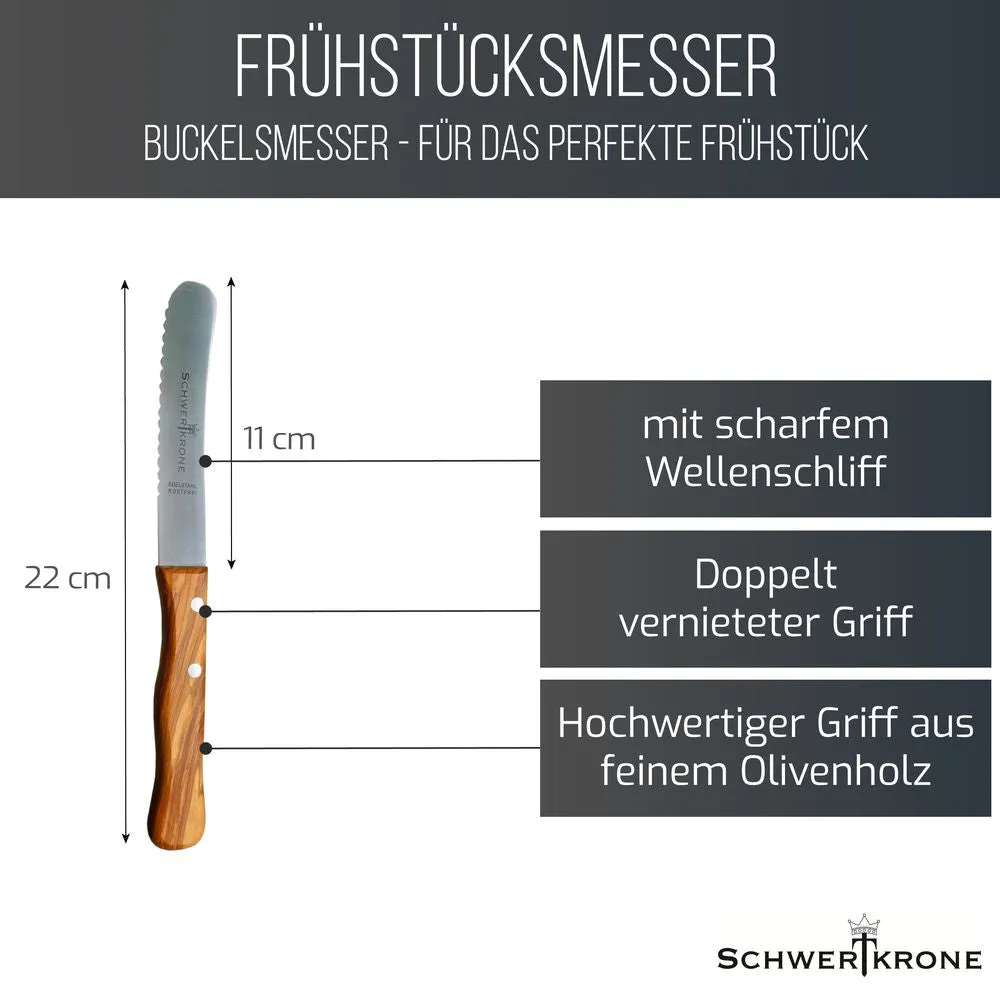 Schwertkrone Olive Classic Buckelsmesser coltello pane olivo ondulato