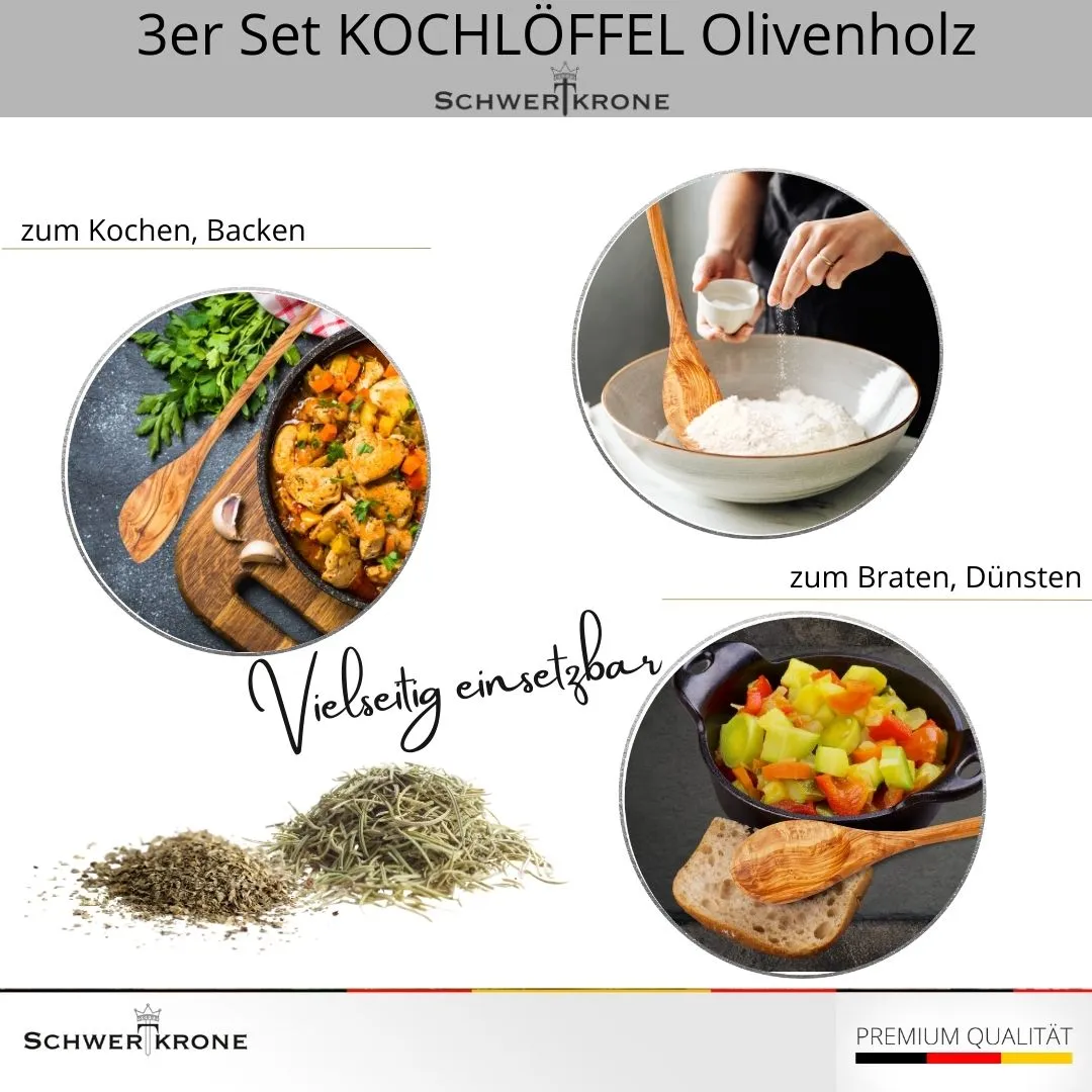 Schwertkrone KH10301 mestoli ulivo set 3 pezzi