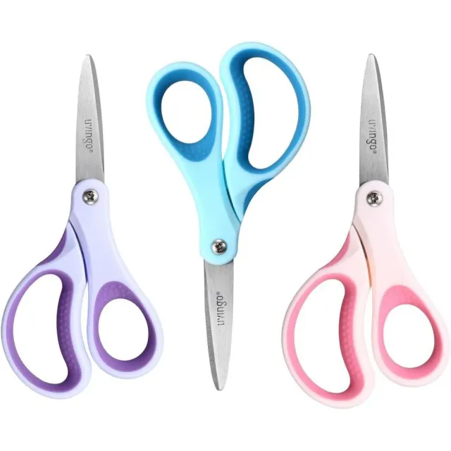 LIVINGO Forbici Bambini 6" Punta 3 Pezzi Colorate