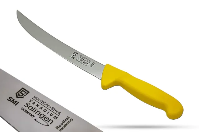 SMI Solingen Coltello Macellaio Curvo 10 Pollici Giallo