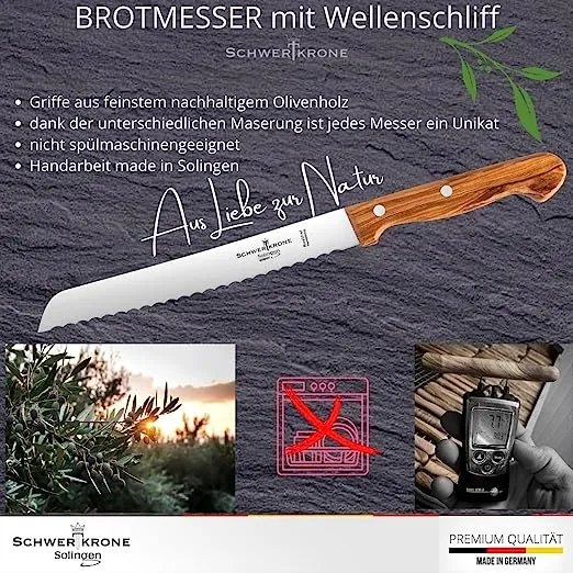 Schwertkrone Olive Classic MO50101 coltello pane 20 cm ulivo