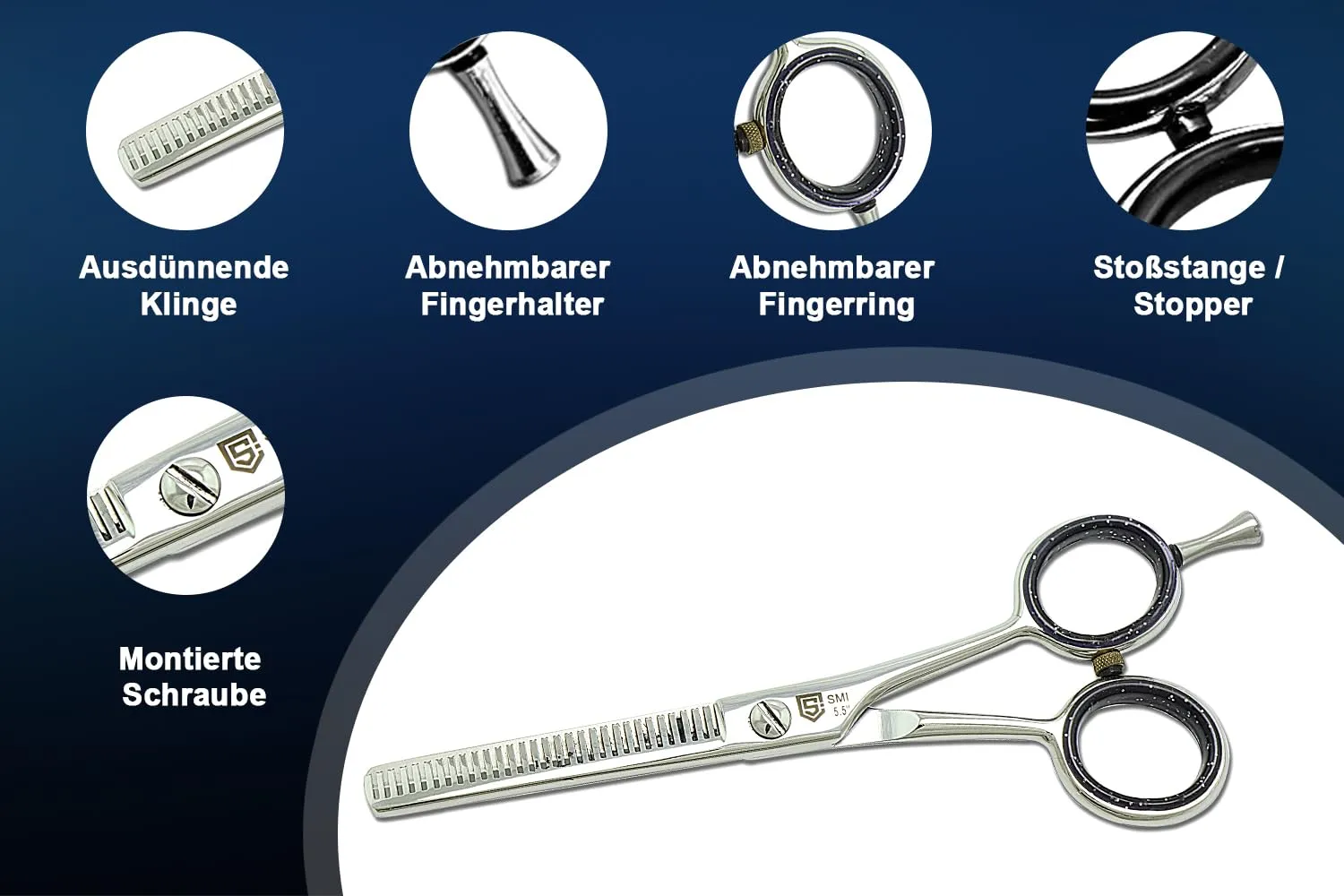 SMI Forbici Sfoltire Capelli 5,5" Professionali Inox