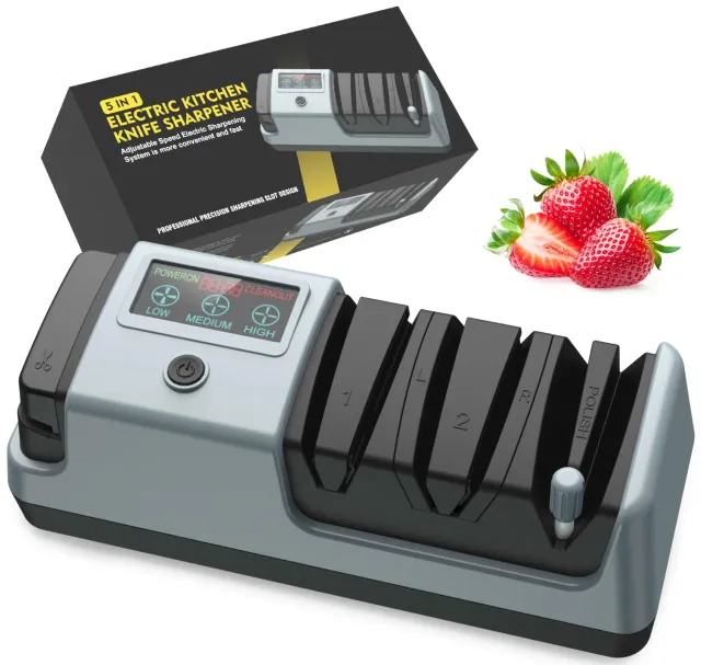 Yoorleay Affilacoltelli Elettrico 5 in 1 3 Velocità con Lucidatura