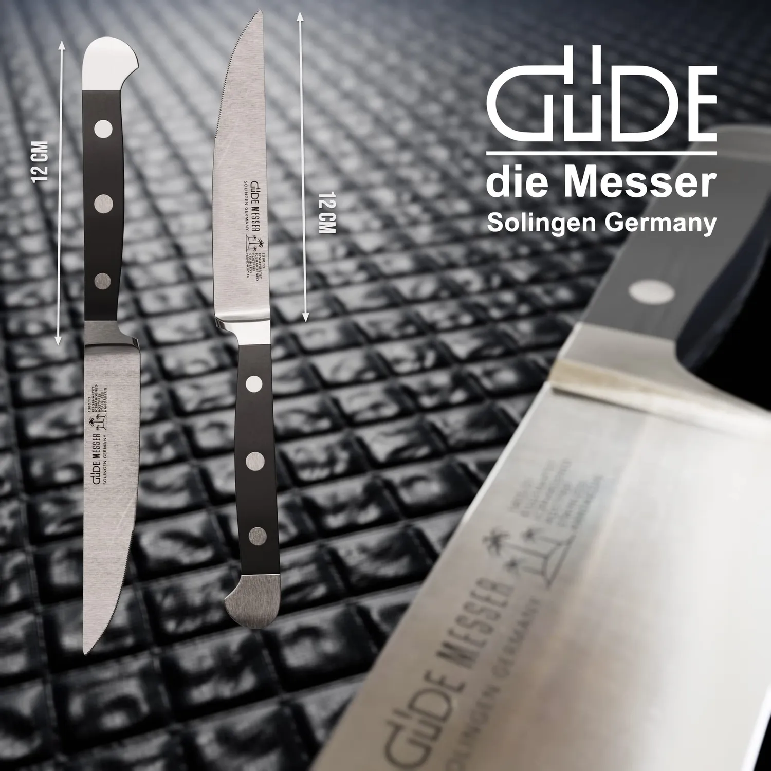Güde Alpha Coltello Bistecca 12 cm Porterhouse POM Nero
