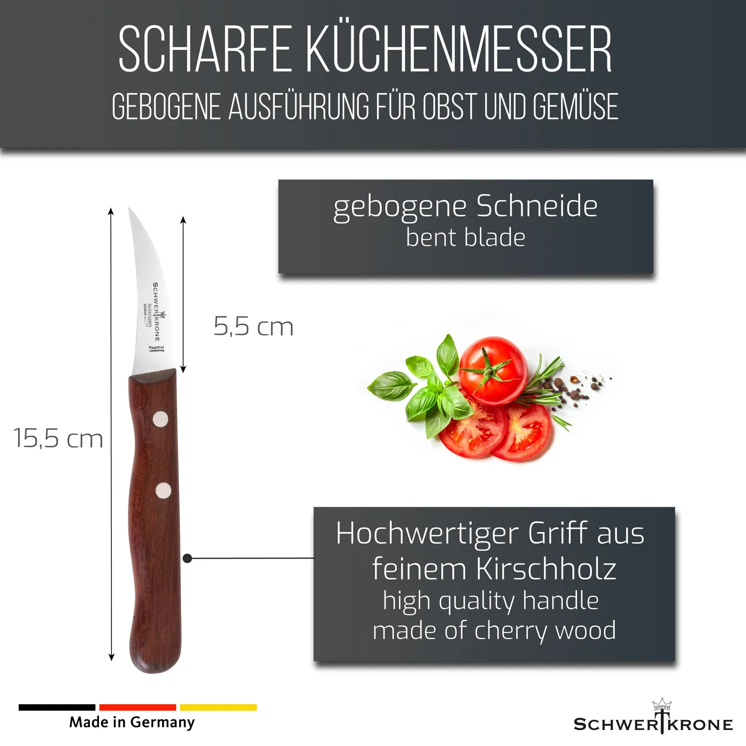 Schwertkrone Kirsche Classic Coltellino Curvo Ciliegio