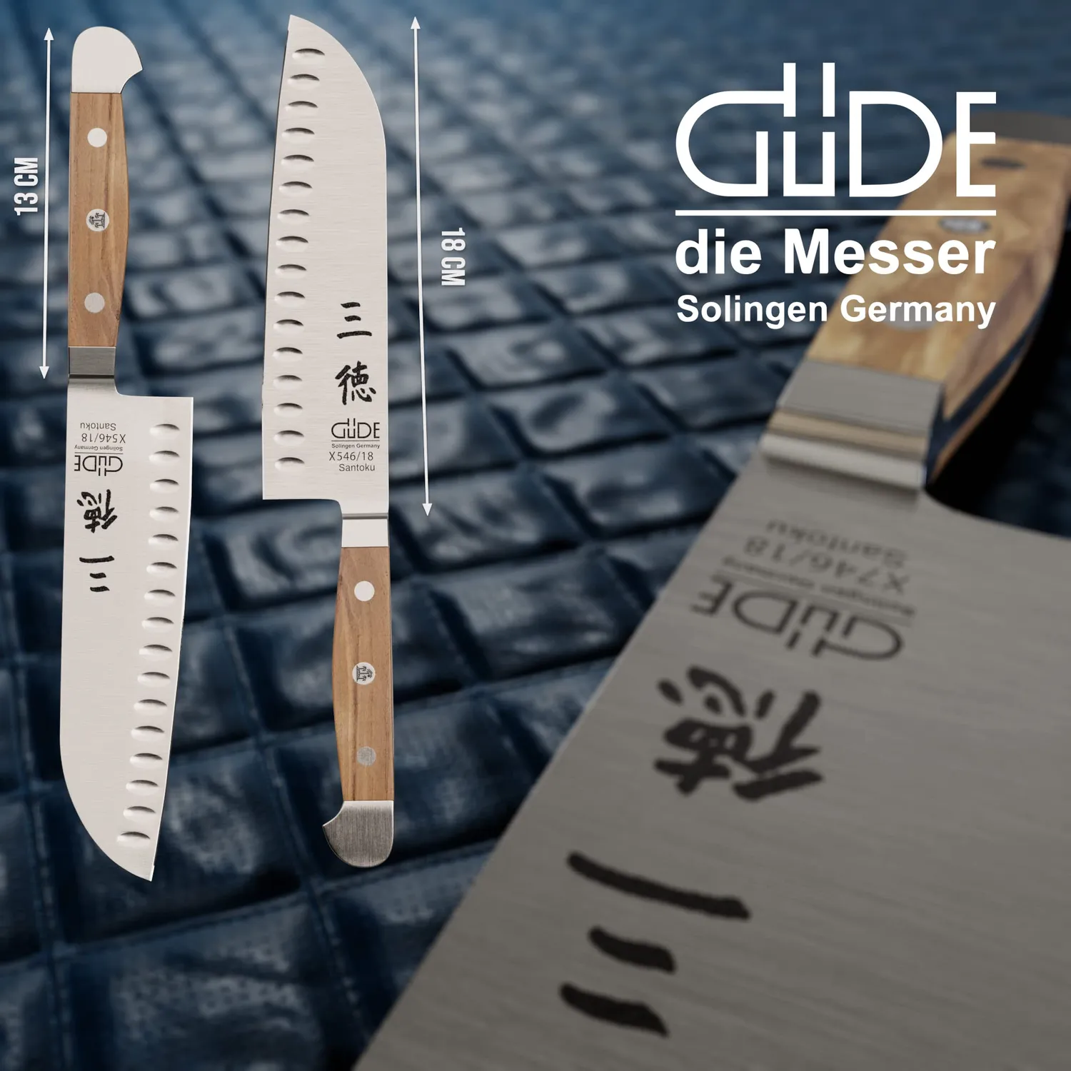 Güde Alpha-Olive santoku alveolato 18 cm legno ulivo