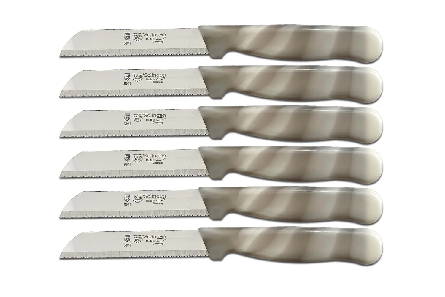 SMI Set 6 coltelli frutta spelucchino seghettati 8,5 cm grigio