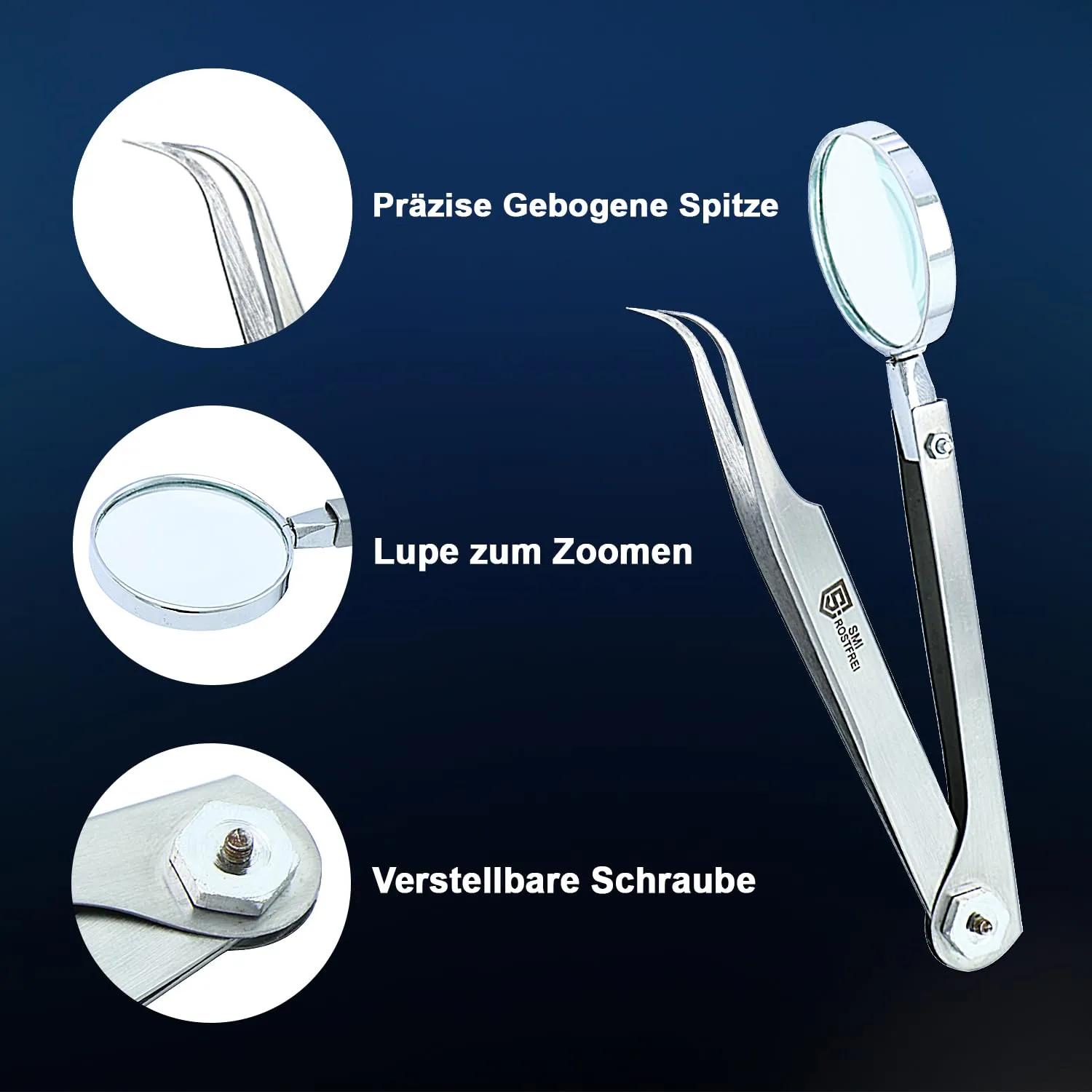 SMI pinzetta extension ciglia curva 13 cm lente