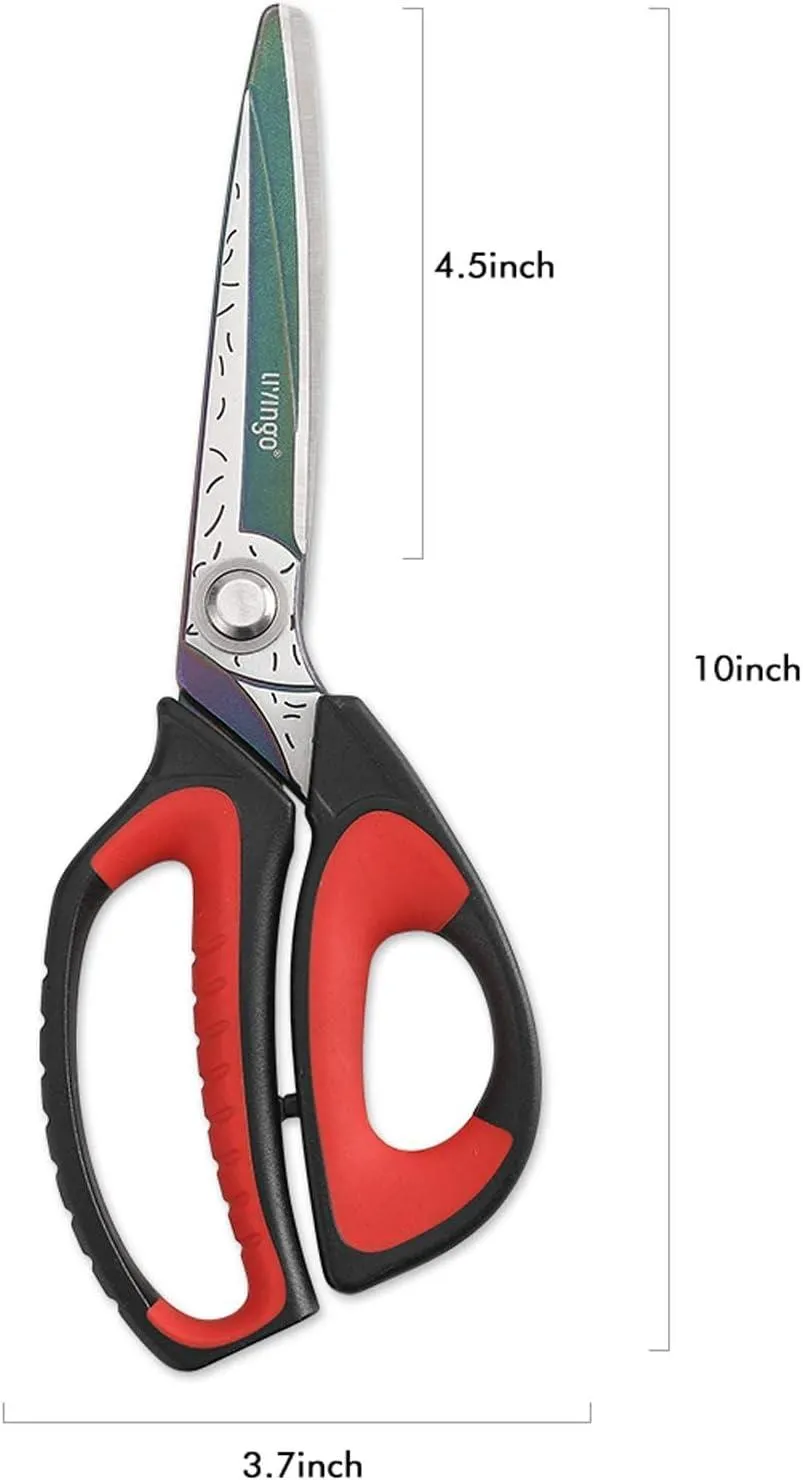 LIVINGO Forbici Multiuso Titanio 10" Rosse Heavy Duty