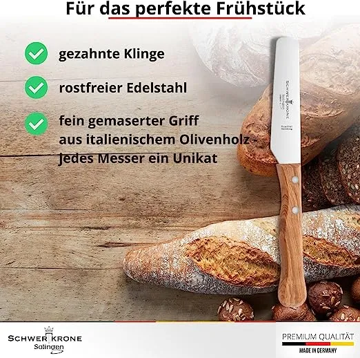 Schwertkrone Olive Classic Coltello Burro 9 cm Seghettato