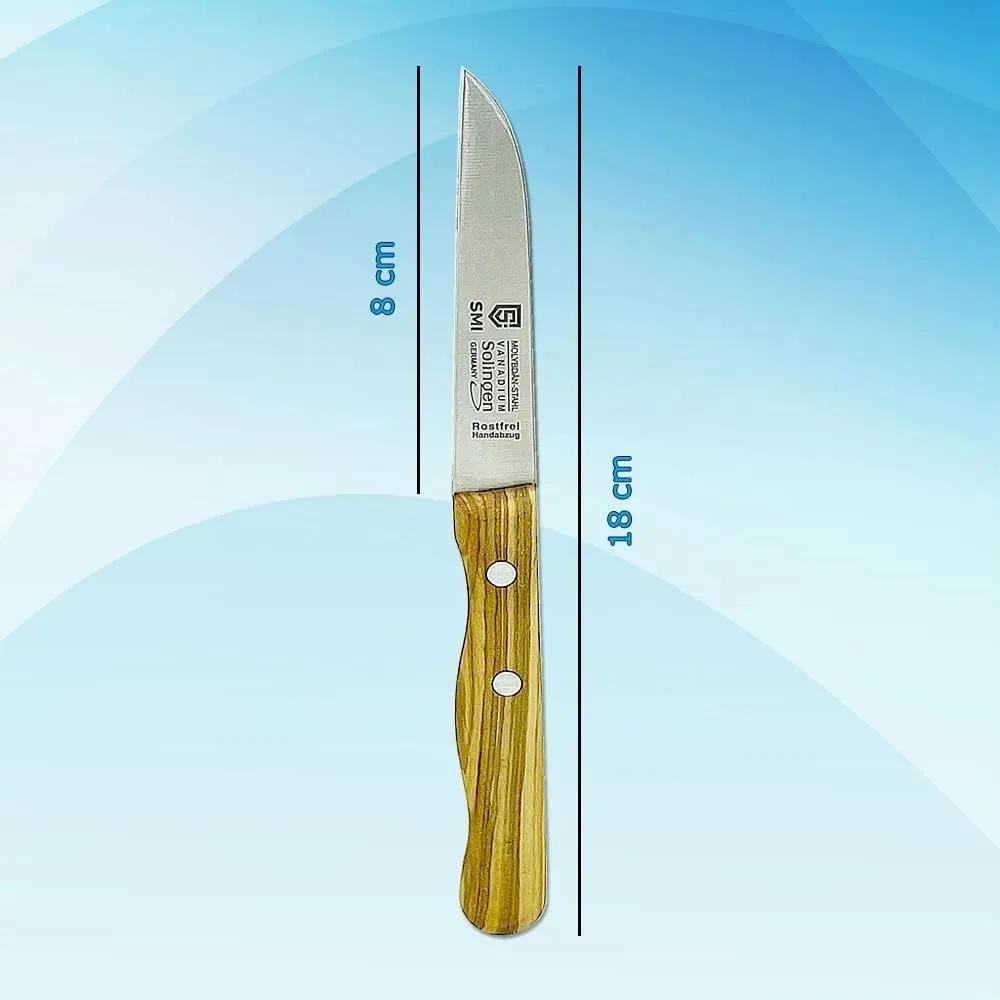 SMI Solingen Spelucchino Dritto 8 cm Manico Legno d'Ulivo