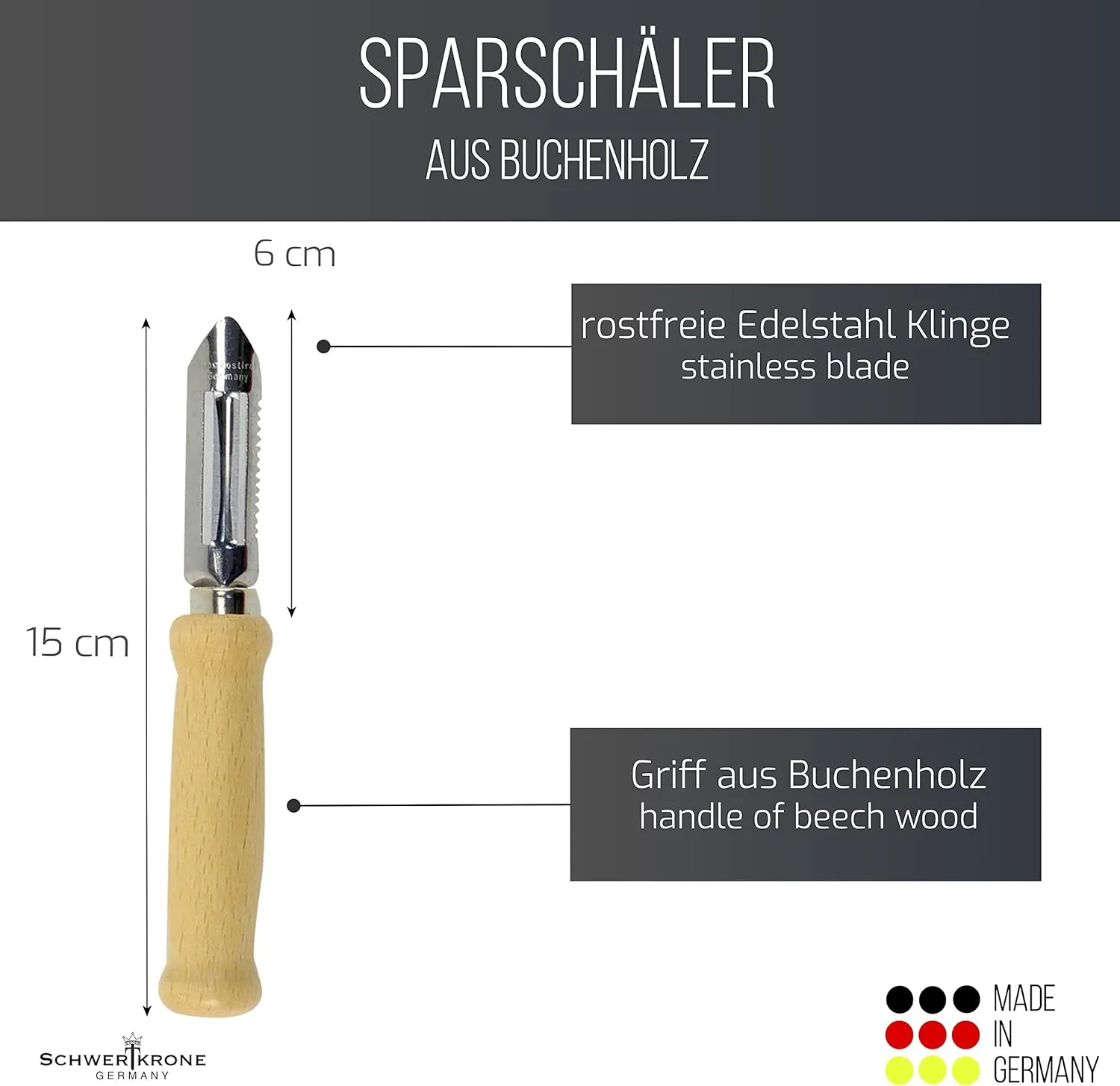 Schwertkrone Apfel-Set levatorsolo e pelapatate faggio