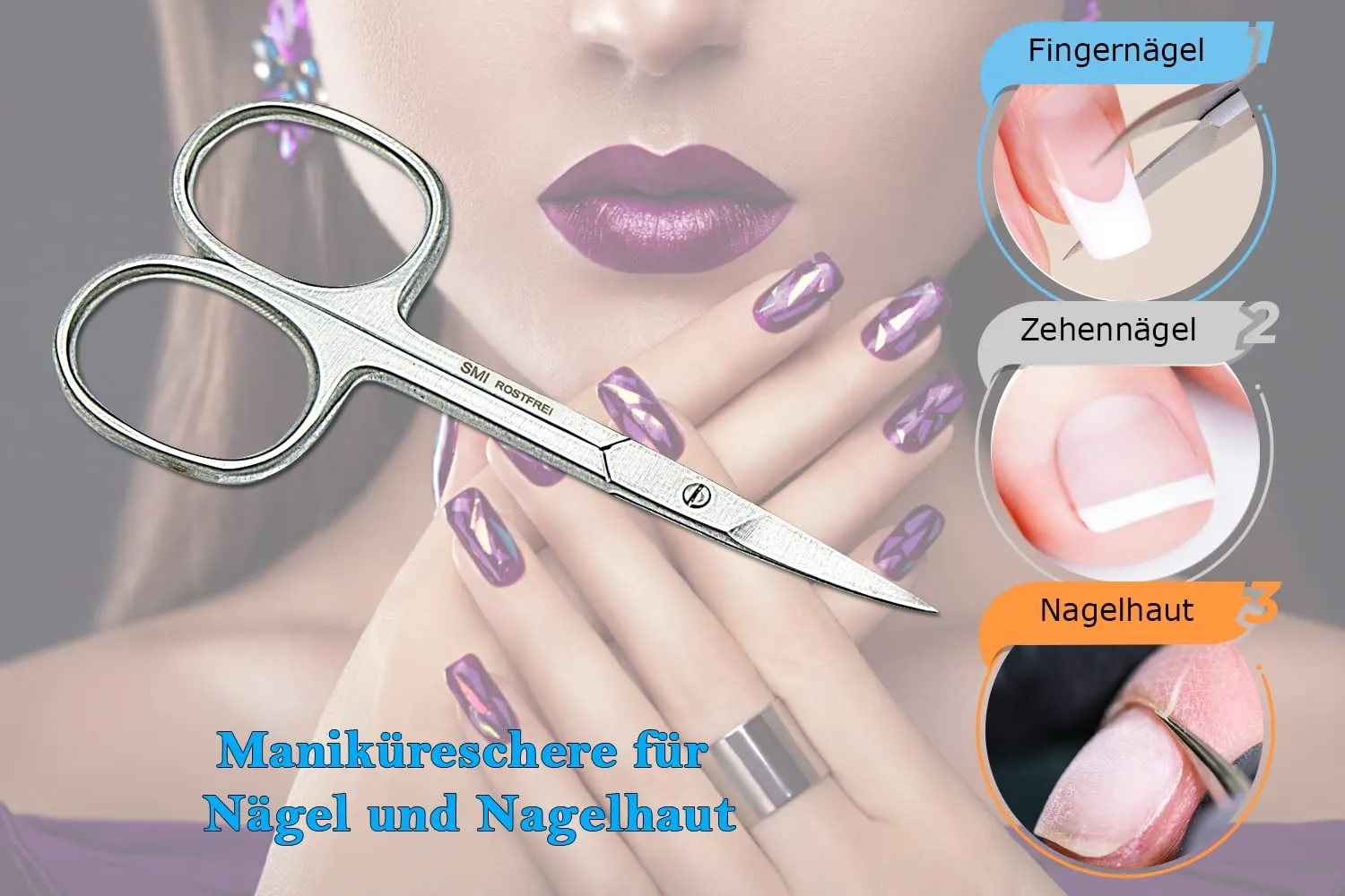 SMI forbicine unghie cuticole 9,5cm curve inox manicure