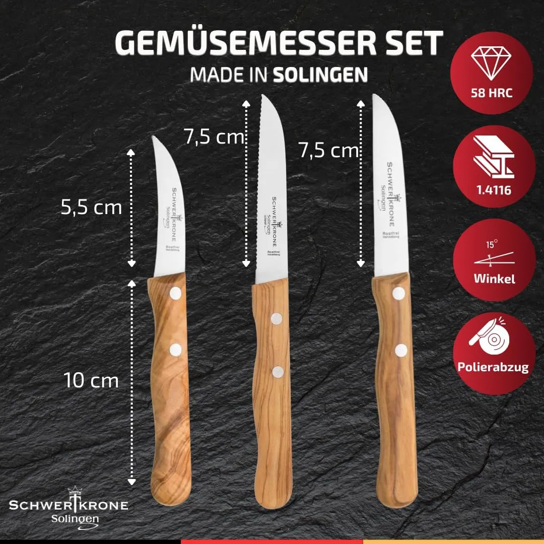 Schwertkrone Olive Classic set verdure olivo 3 pezzi dentato