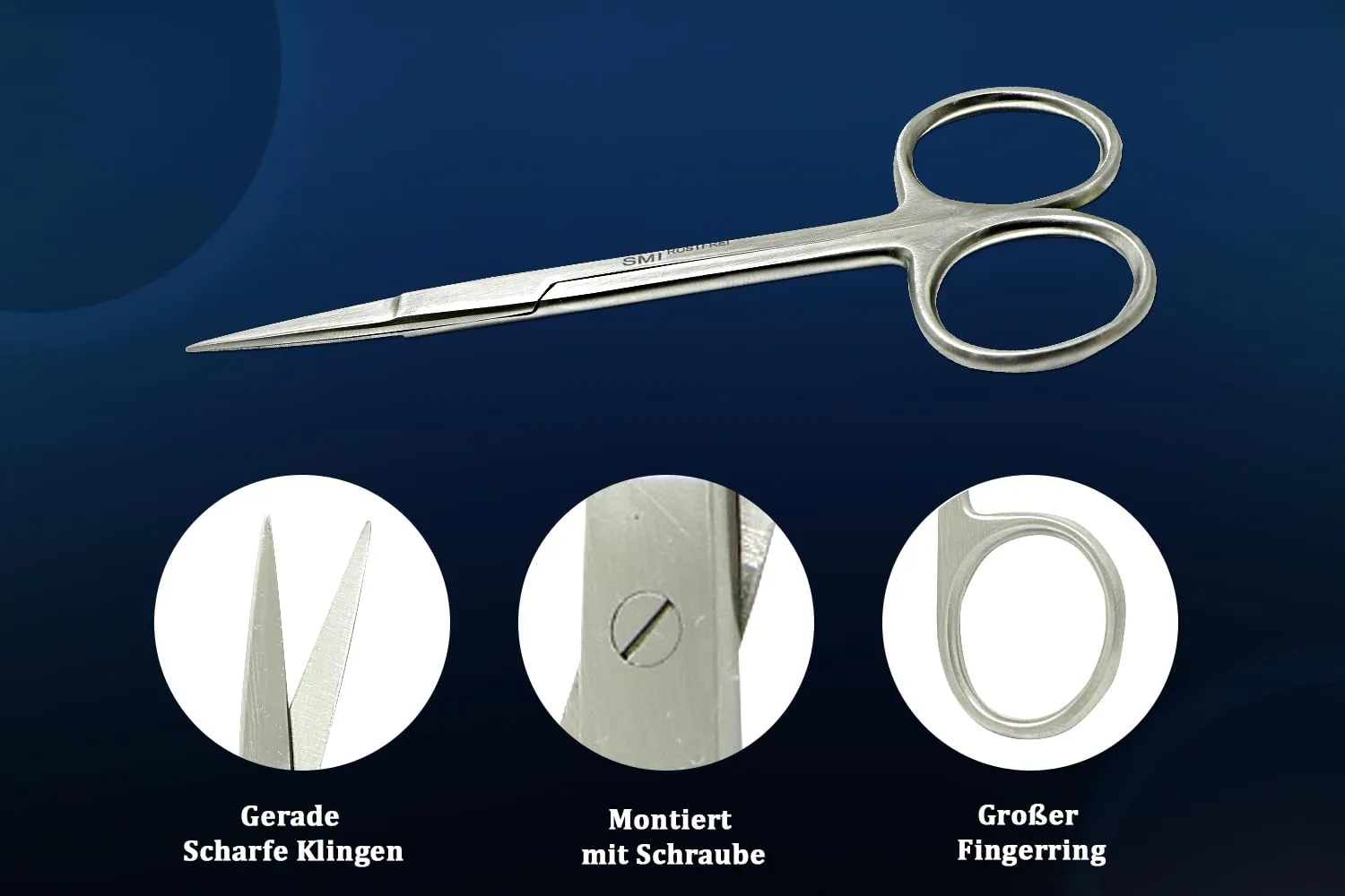 SMI Forbici Baffi e Barba 11,5 cm Acciaio con Custodia