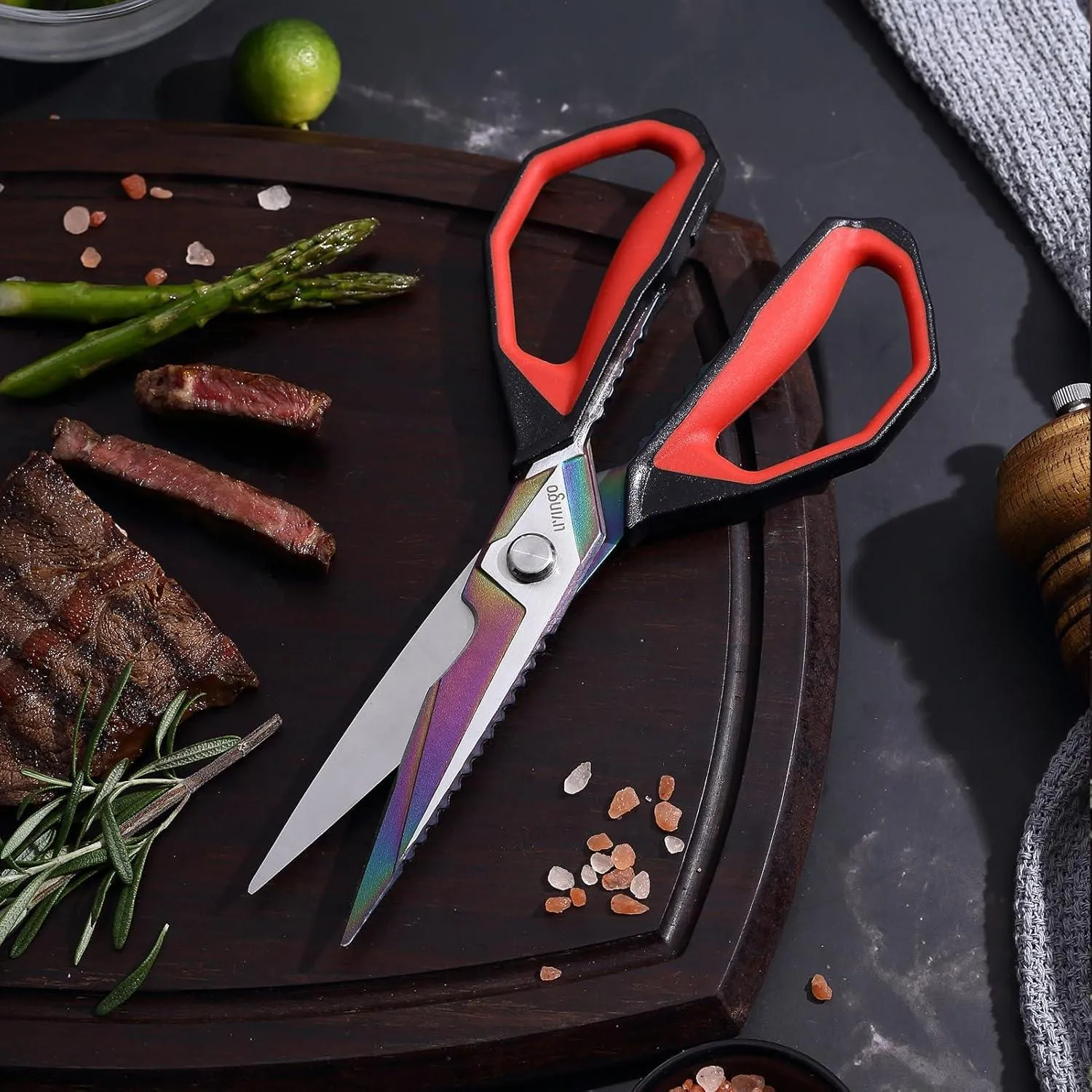 LIVINGO Heavy Duty Forbici Cucina 9,5 Pollici Titanio