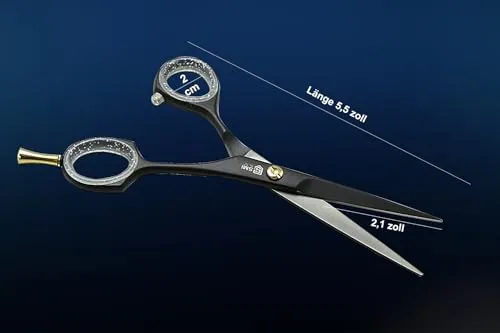 SMI 5,5" forbici parrucchiere professionali nere lama rasoio