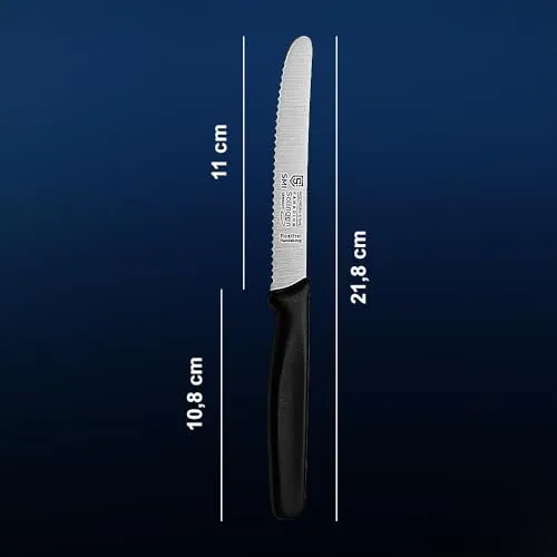SMI Set 2 coltelli colazione tavola seghettati 11 cm nero