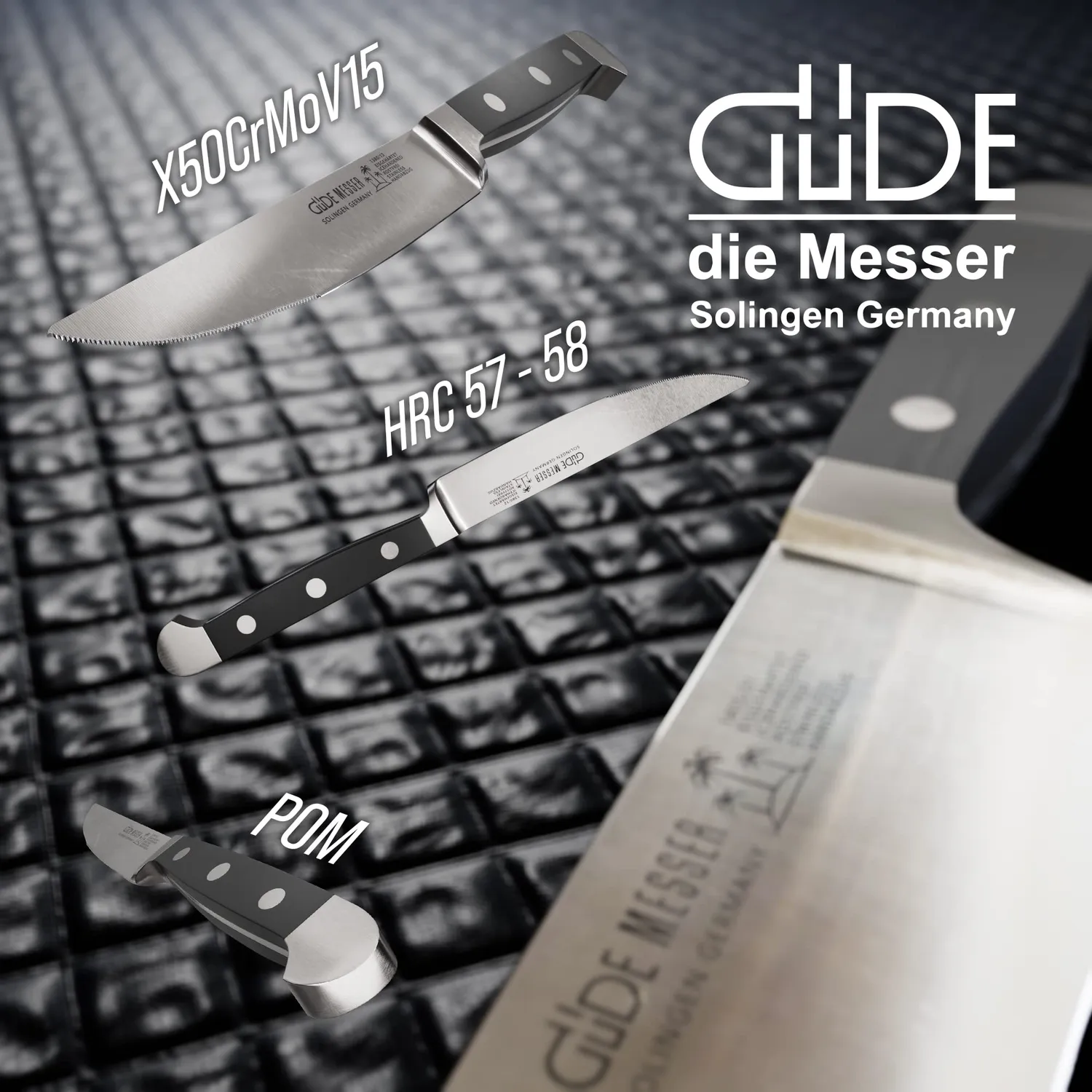 Güde Alpha Coltello Bistecca 12 cm Porterhouse POM Nero