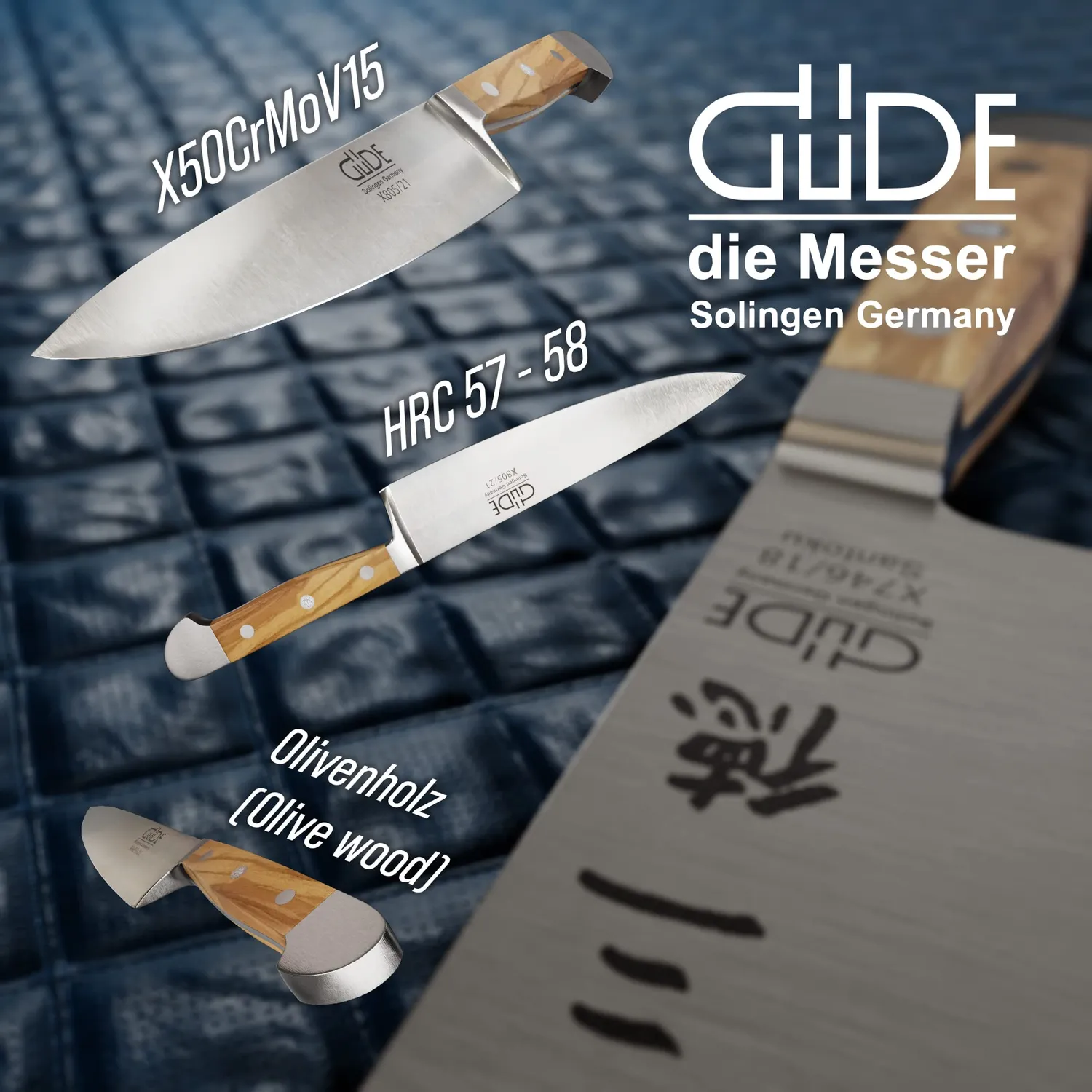 Franz Güde Alpha-Olive coltello cuoco forgiato 21 cm ulivo