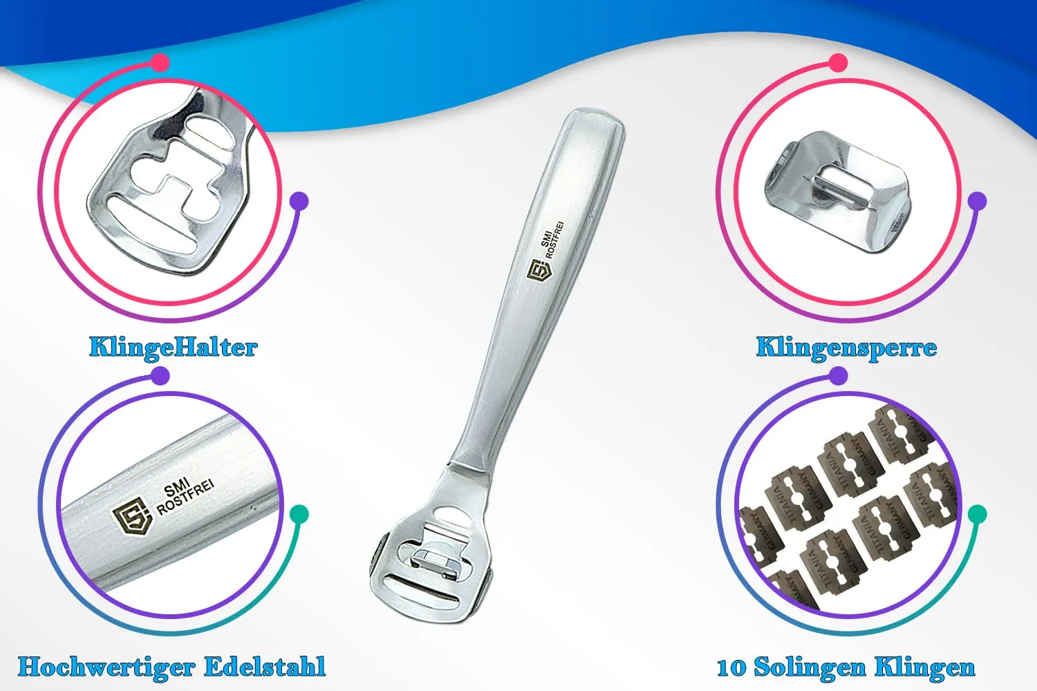 SMI Tagliacalli Piedi Professionale 14 cm con 10 Lame