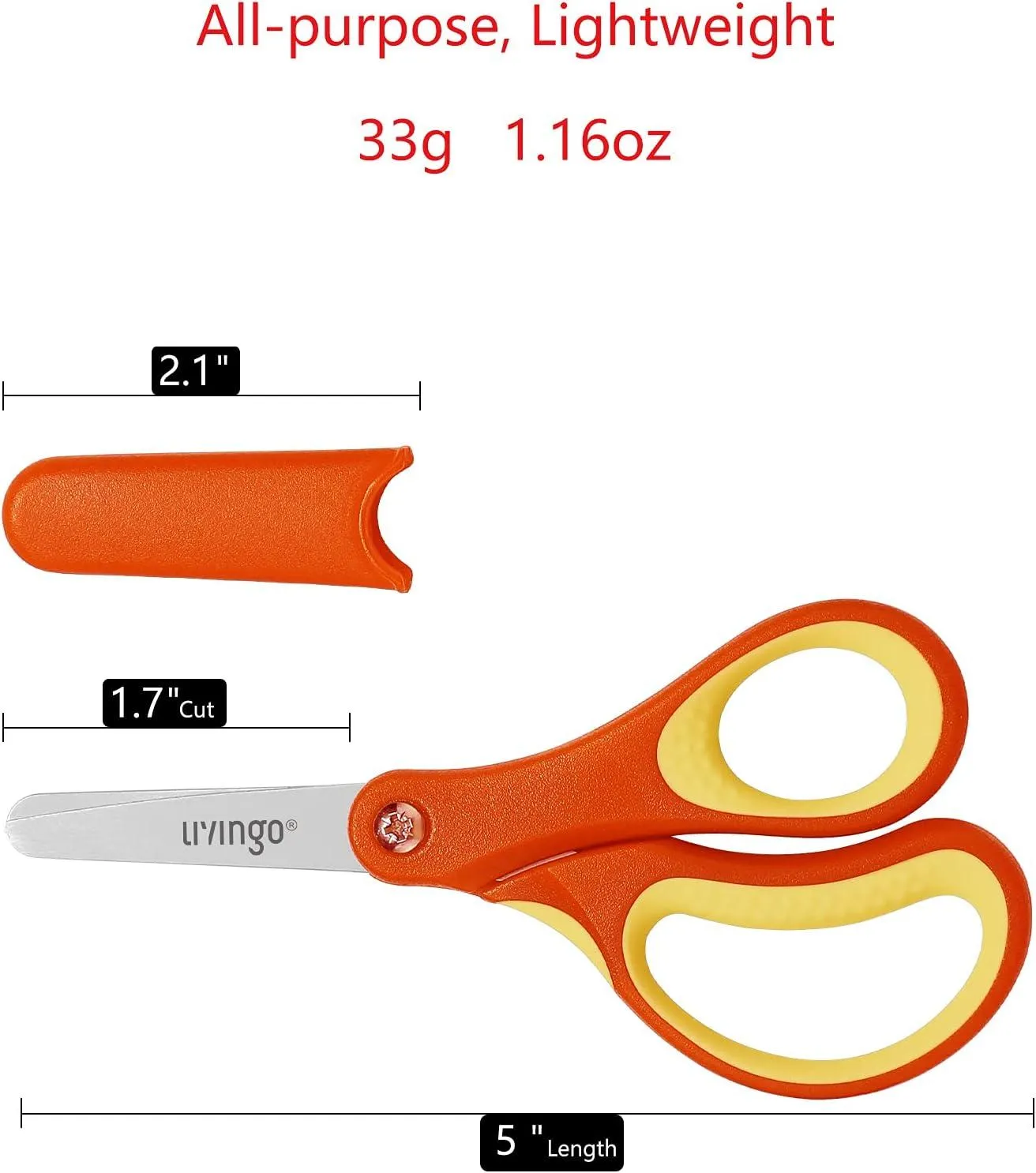 LIVINGO forbici bambini 5" punta tonda 3 pezzi