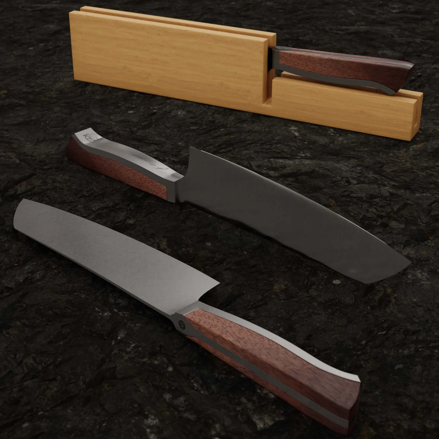 Güde Caminada Santoku 18 cm noce coltello cucina forgiato