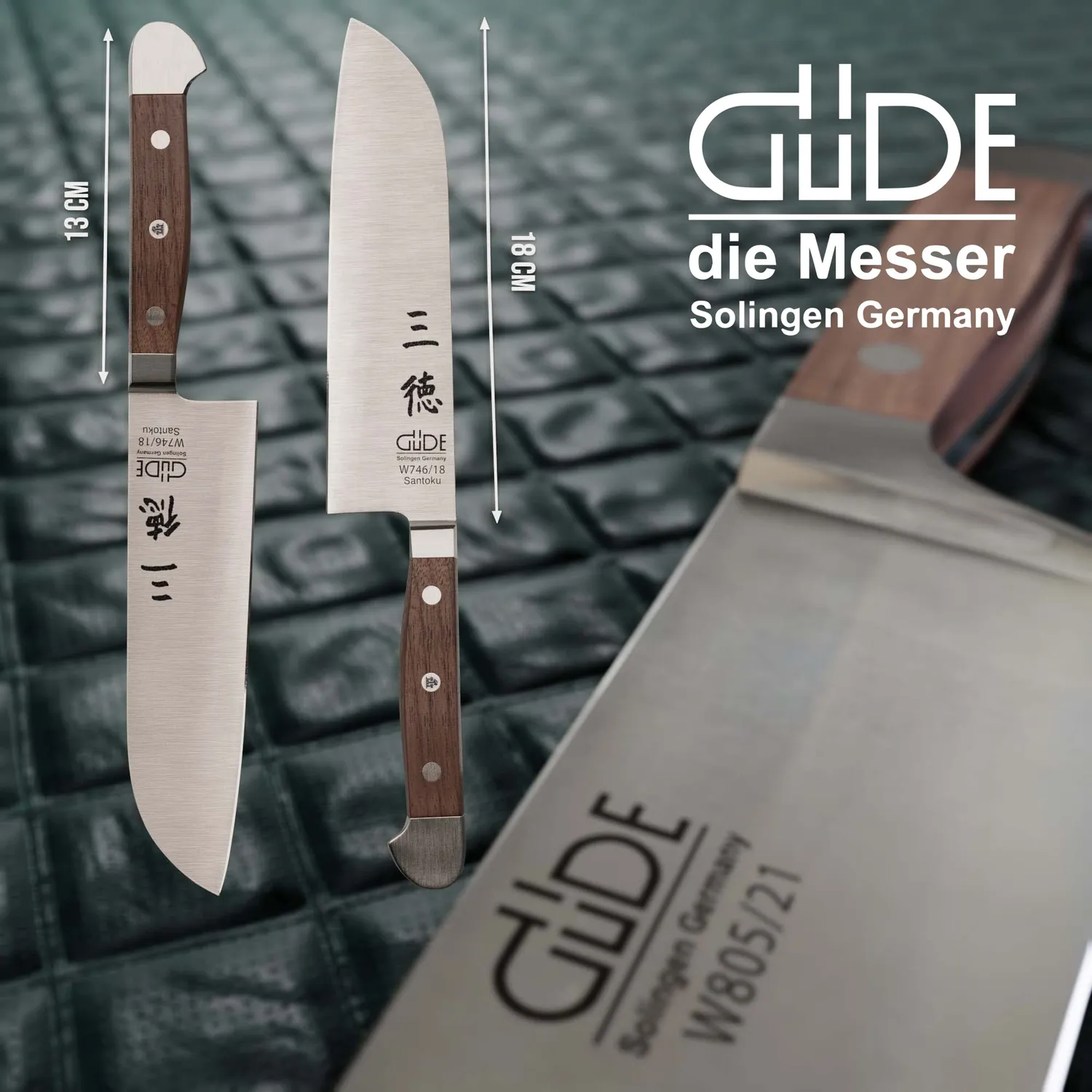 Güde Alpha Walnut coltello santoku 18 cm noce forgiato