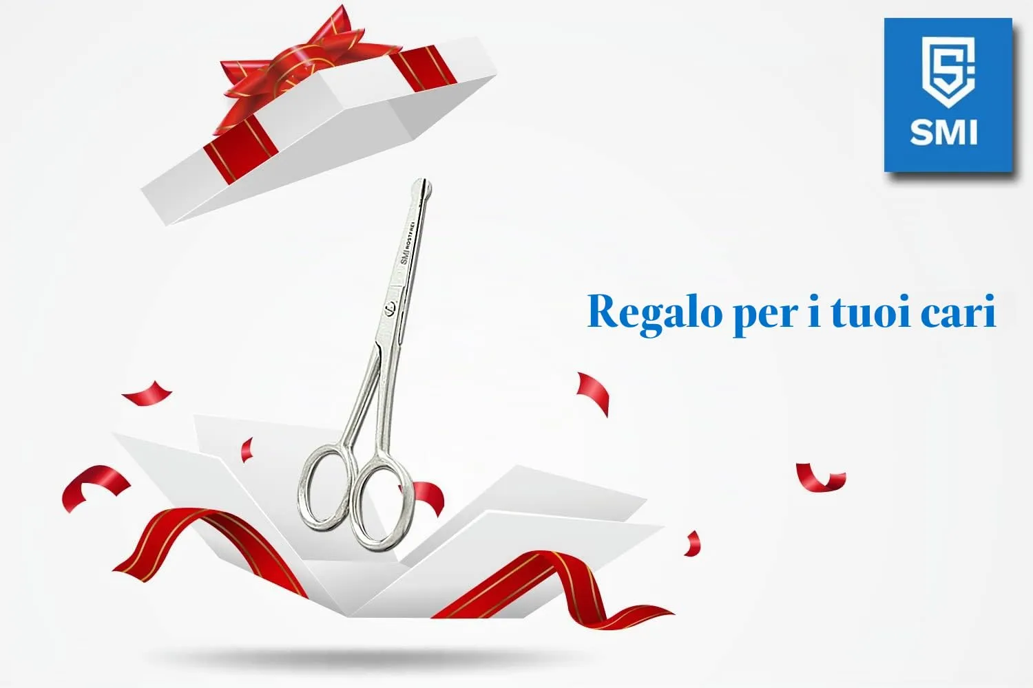 SMI Forbici Naso 10 cm Punta Arrotondata con Custodia Inox