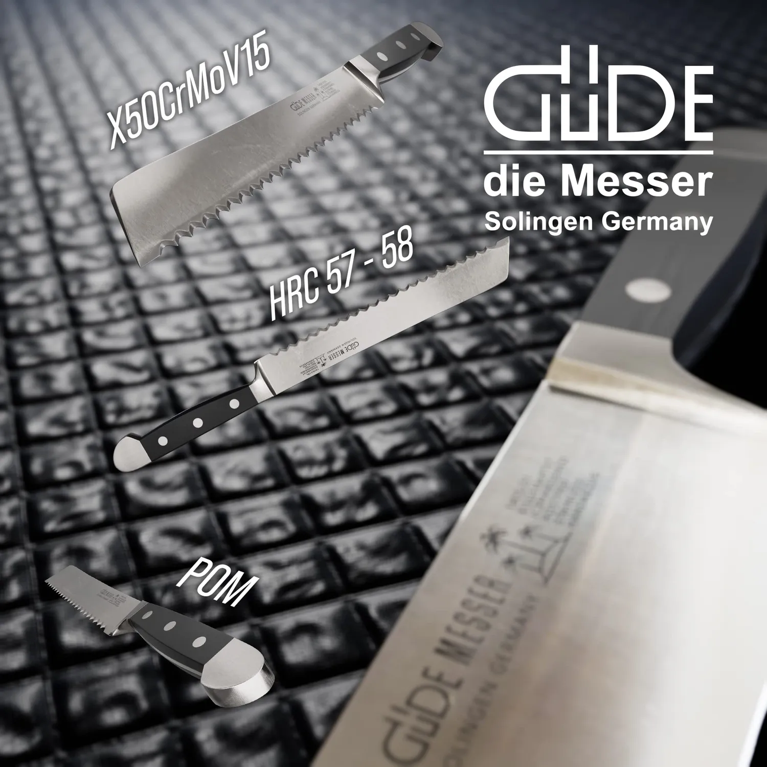Güde Alpha coltello pane 21 cm nero seghettato