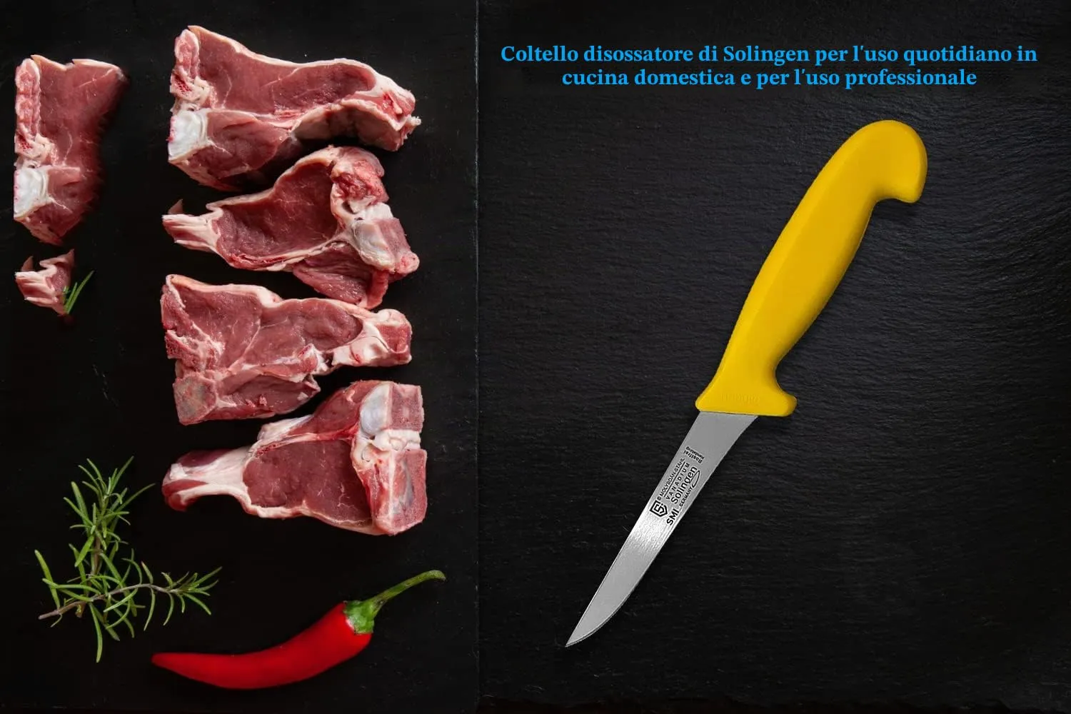 SMI Solingen Coltello Disosso 5" Giallo Acciaio 1.4116