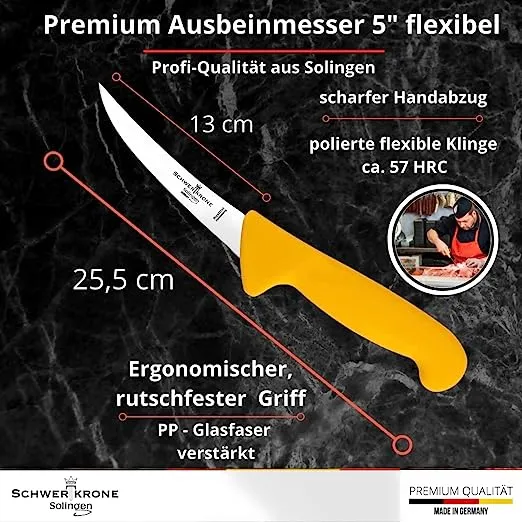 Schwertkrone Coltello Disosso 13 cm Semi-flessibile Giallo