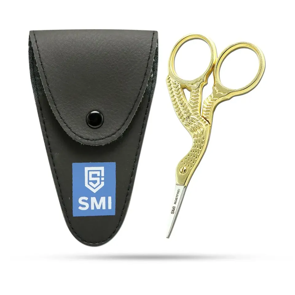 SMI Forbici da Ricamo Cicogna 9 cm Oro con Custodia