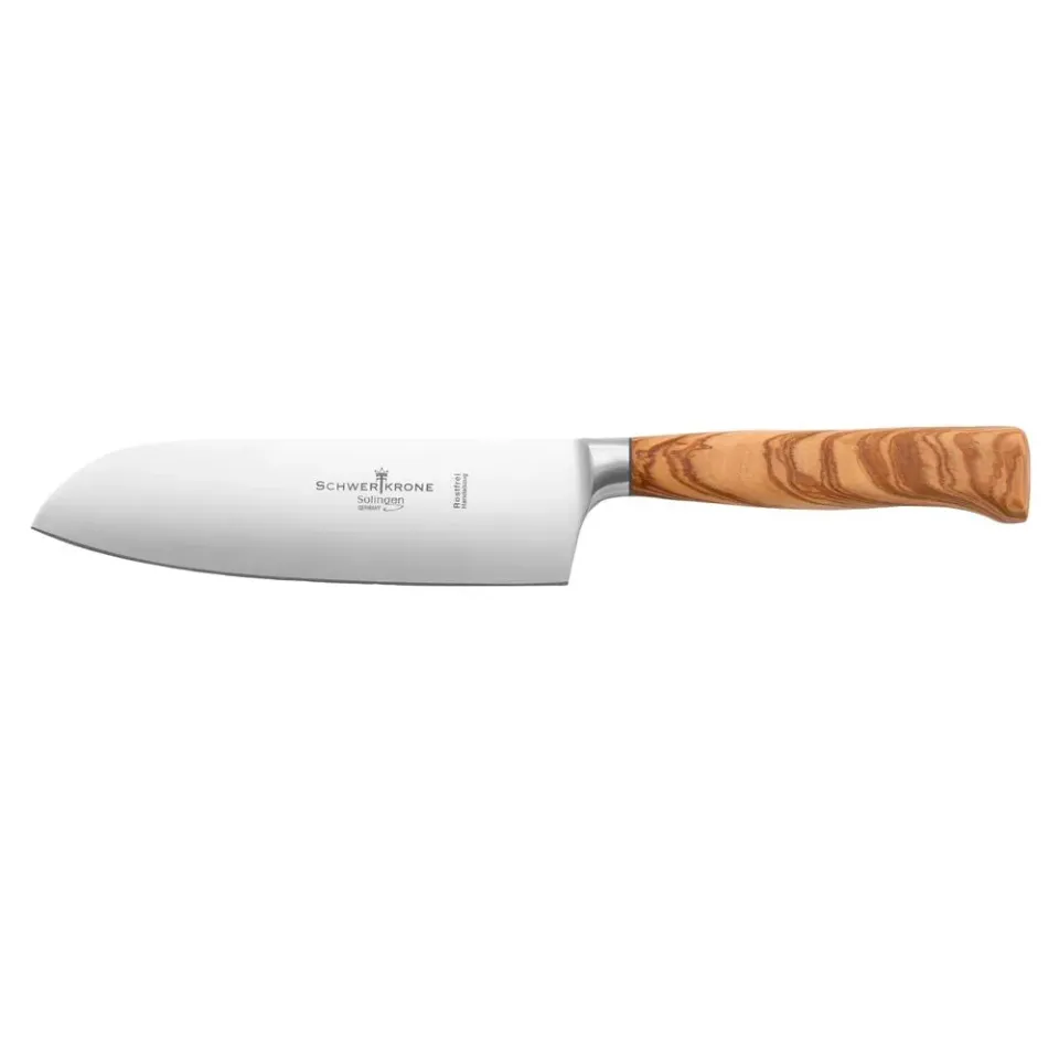 Schwertkrone Antonino Leto Santoku 16 cm Forgiato Ulivo