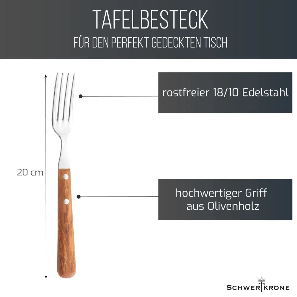 Schwertkrone forchetta menu legno ulivo