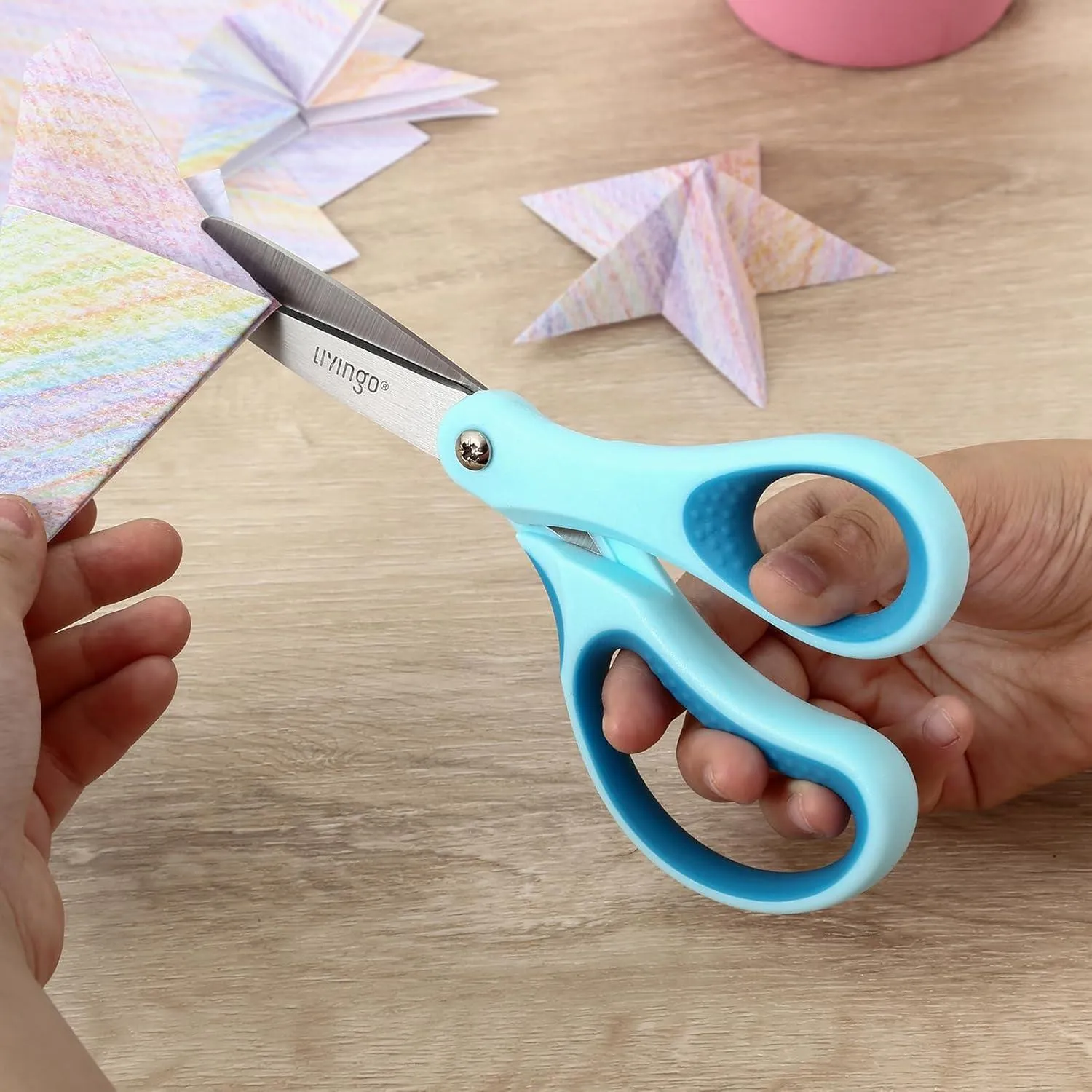 LIVINGO Forbici Bambini 6" Punta 3 Pezzi Colorate