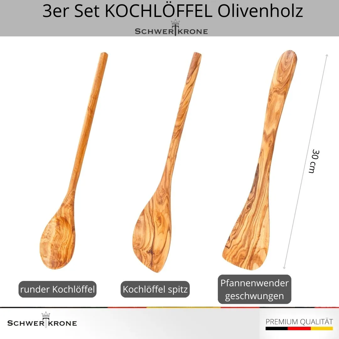Schwertkrone KH10301 mestoli ulivo set 3 pezzi