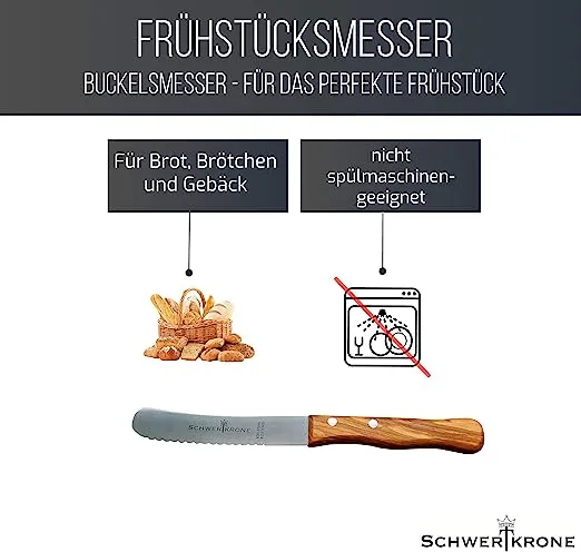 Schwertkrone Olive Classic Buckelsmesser coltello pane olivo ondulato