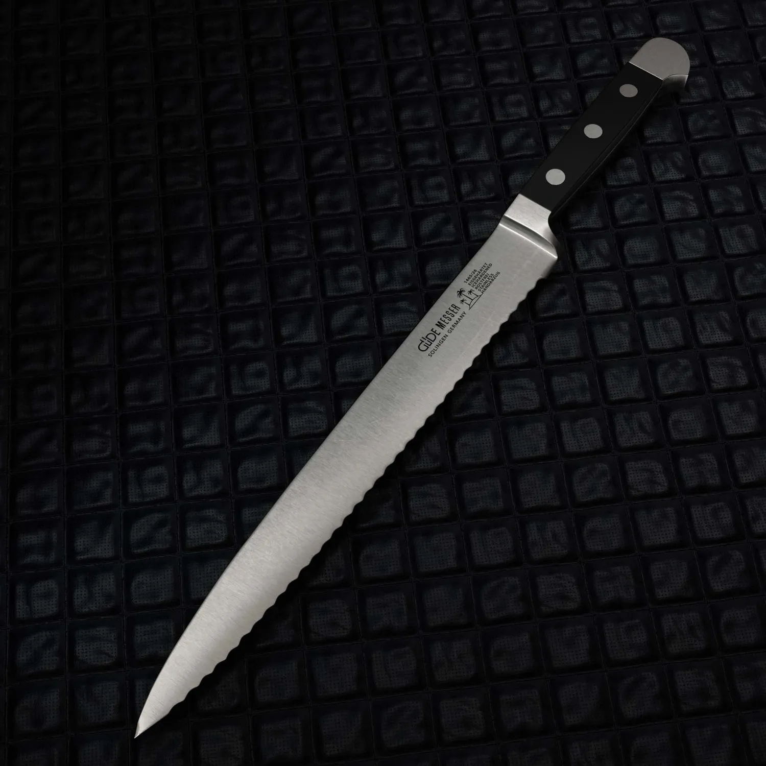 Güde Alpha coltello prosciutto 26 cm POM nero seghettato