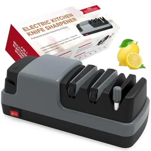 Yoorleay Affilacoltelli elettrico 4 in 1 lame forbici ceramica