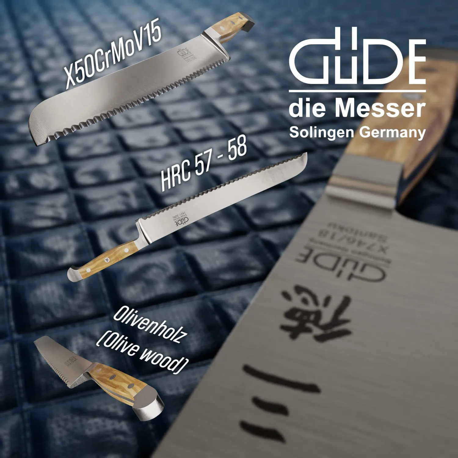Franz Güde Alpha Olive coltello pane 32 cm seghettato