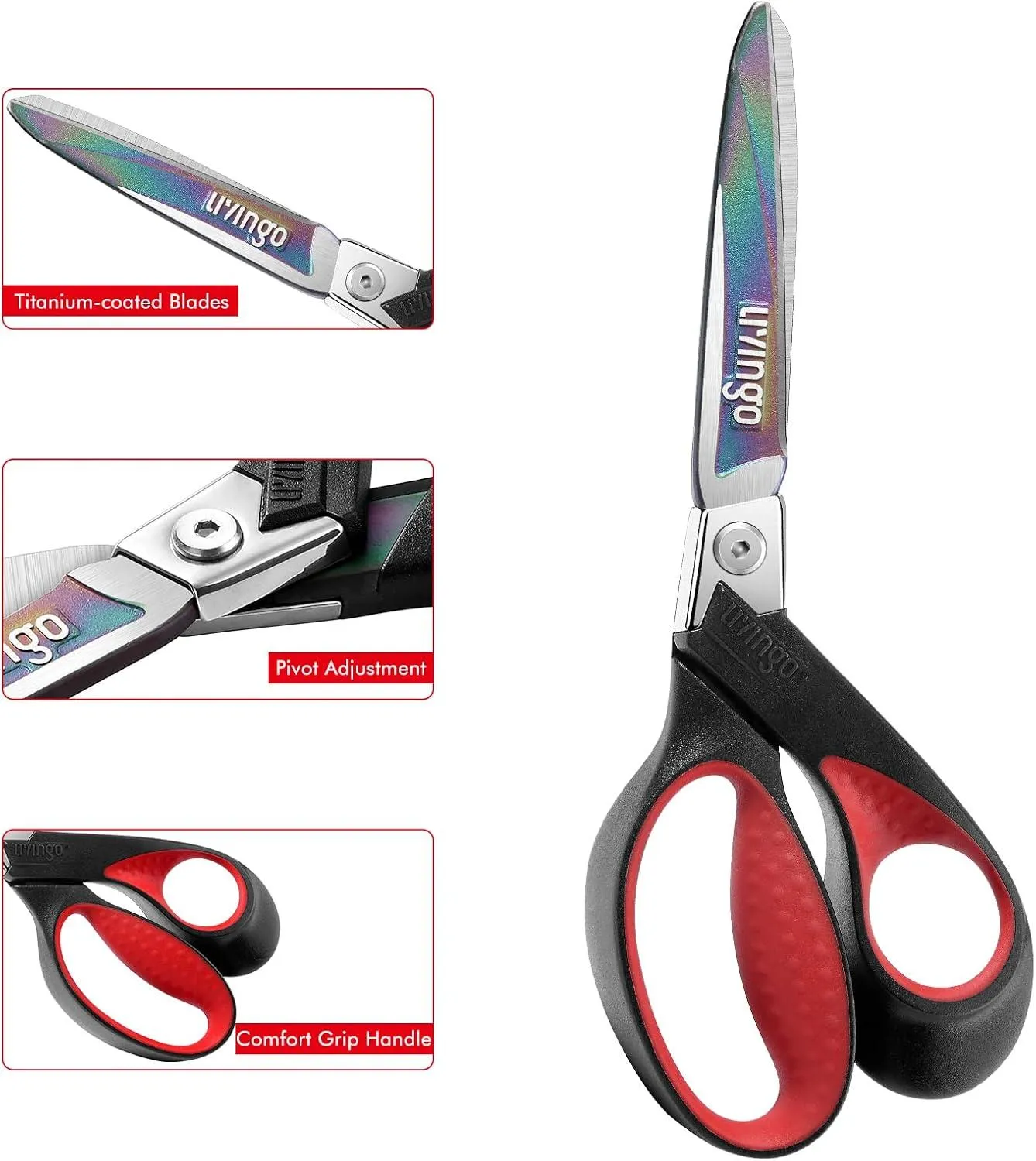 LIVINGO forbici heavy duty 9” professionali rosse titanio